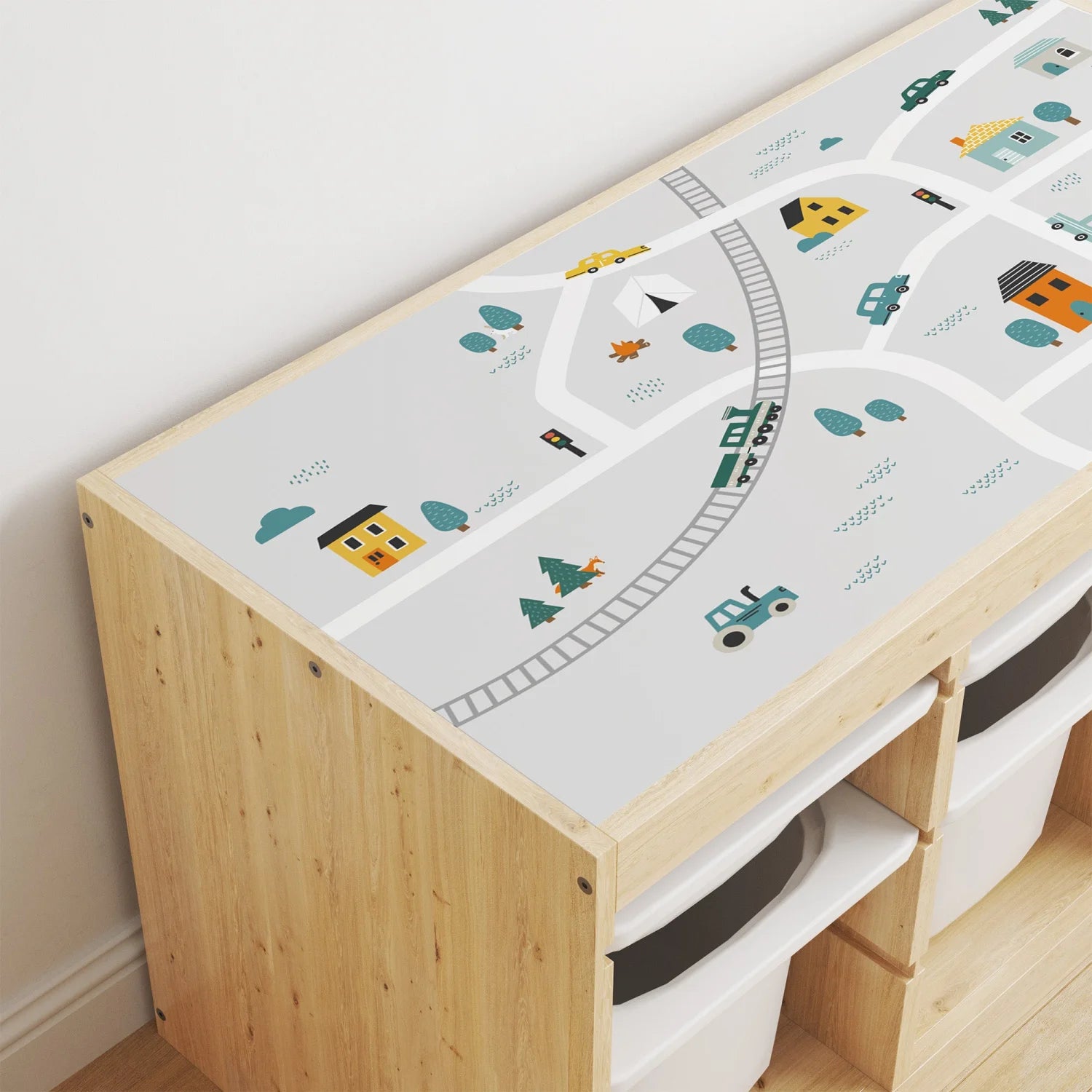 Trofast Top Road Map Decal - Furniture Decals - Trofast Tops