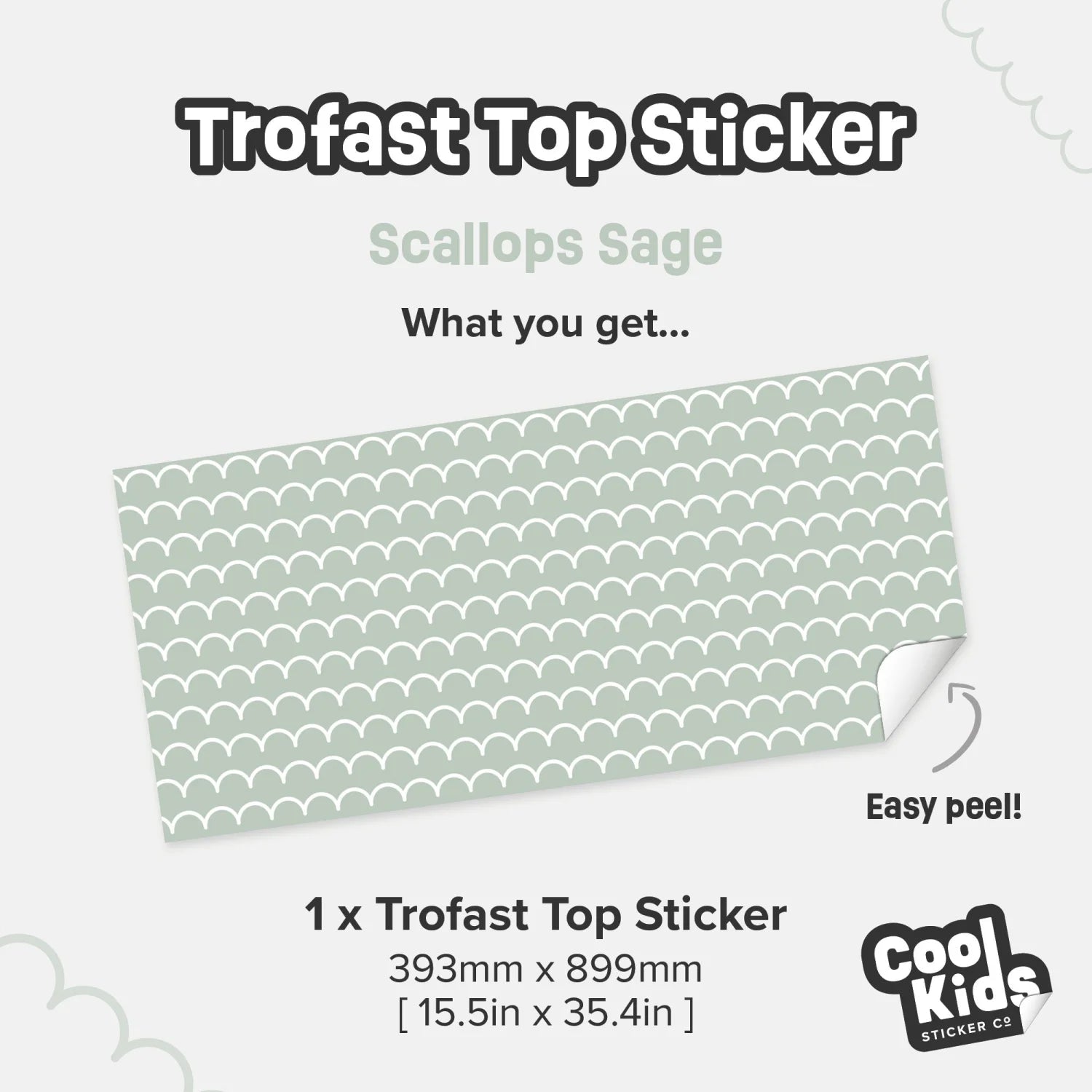 Trofast Top Scallops Sage Green Decal - Furniture Decals