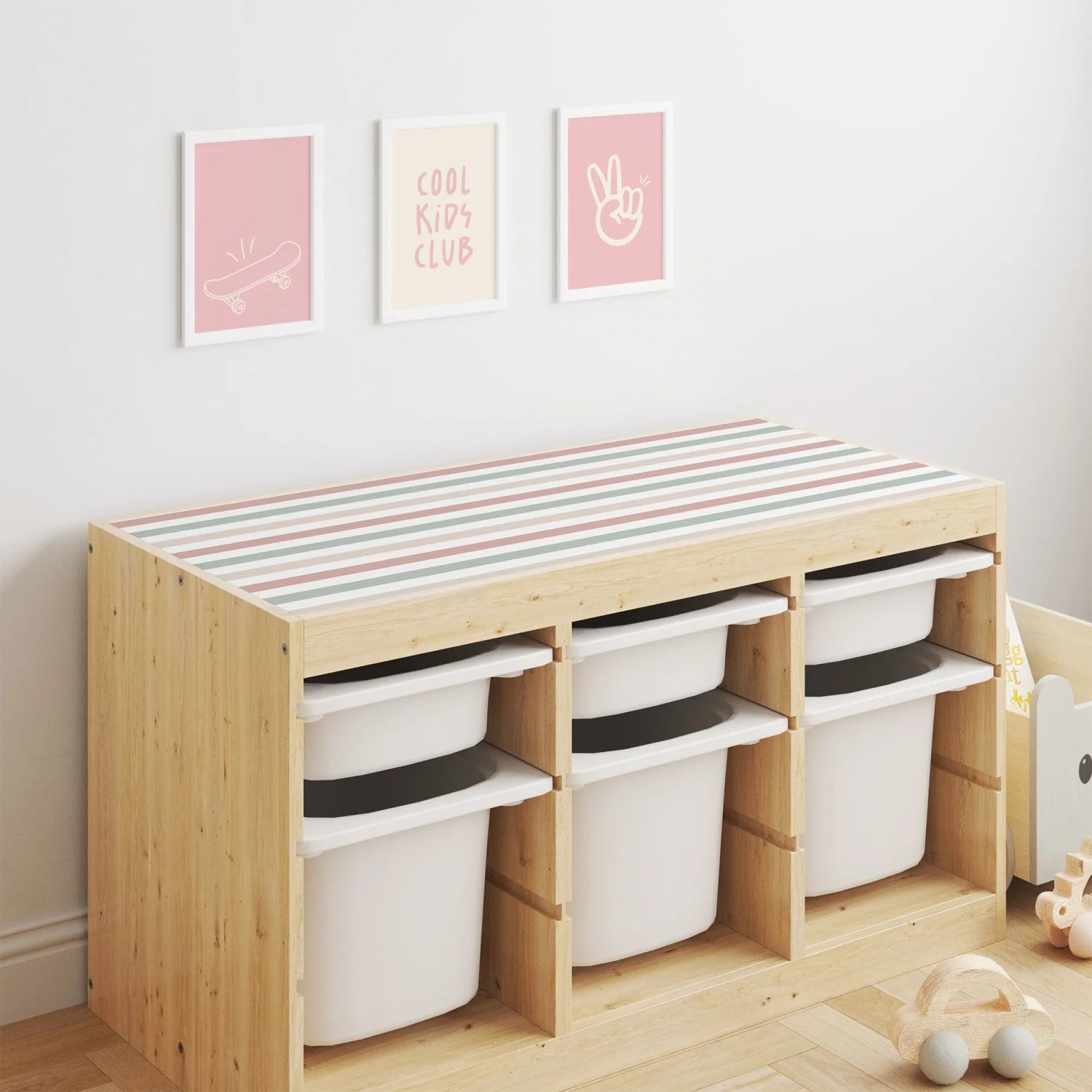 Trofast Top Stripes Neutral Decal - Furniture Decals