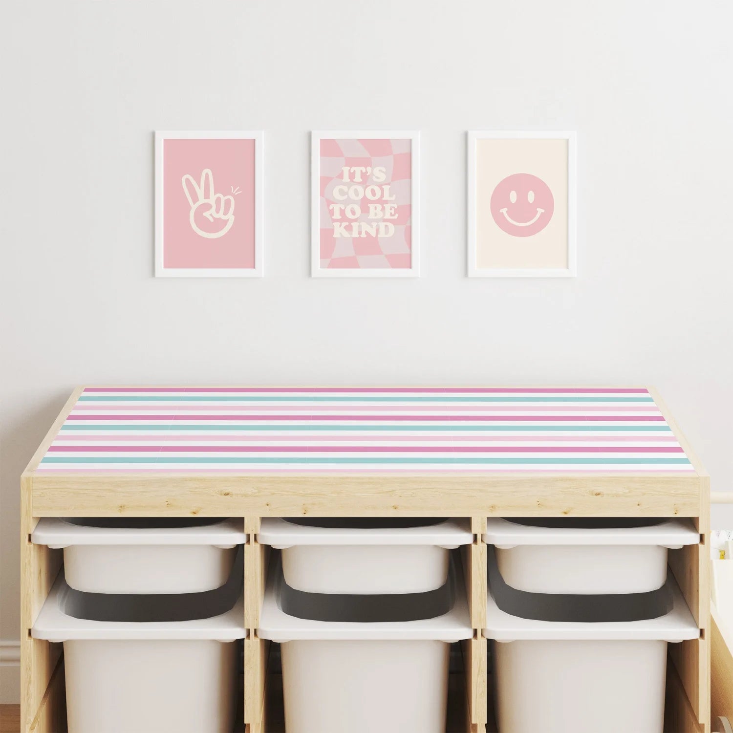 Trofast Top Stripes Pink Decal - Furniture Decals - Trofast