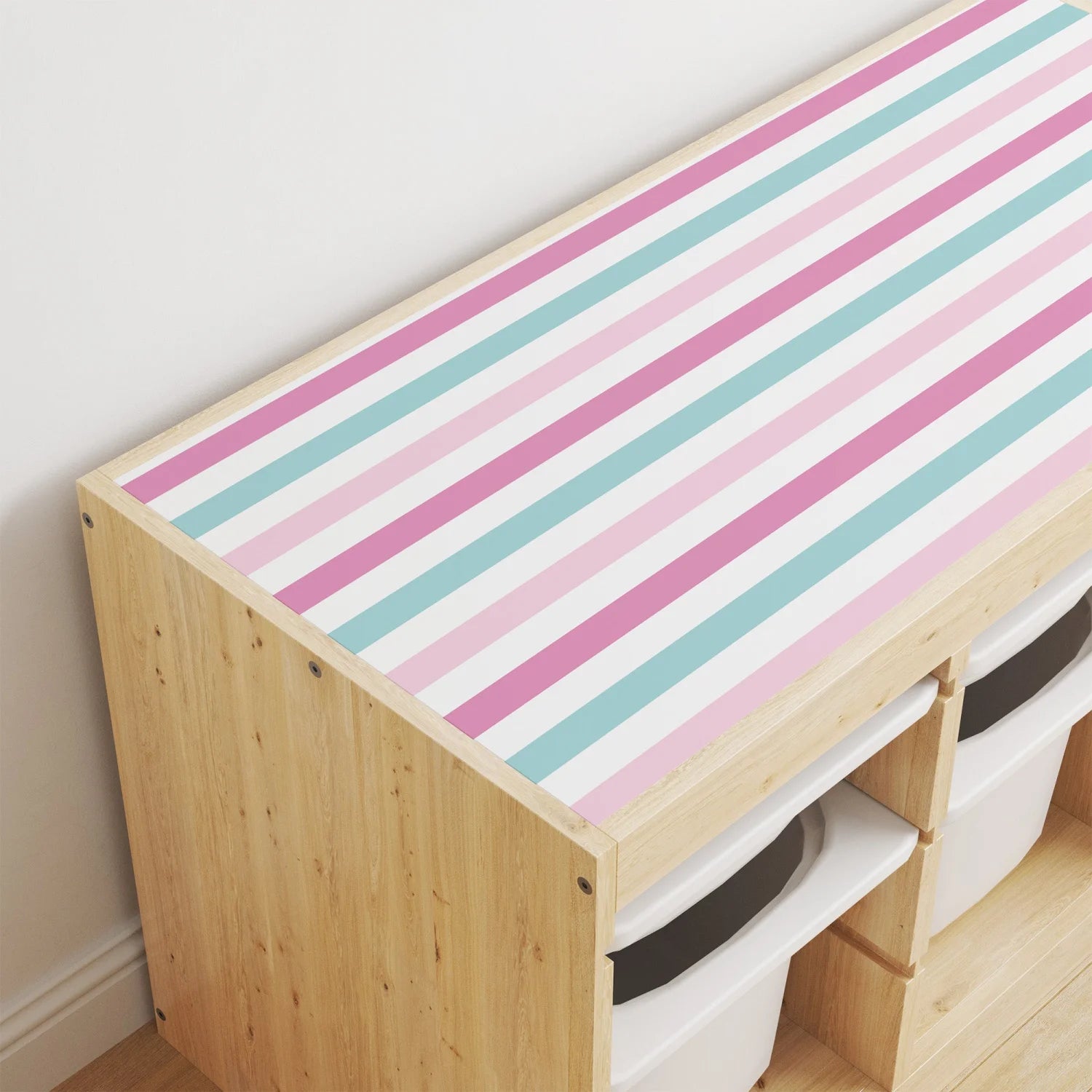 Trofast Top Stripes Pink Decal - Furniture Decals - Trofast