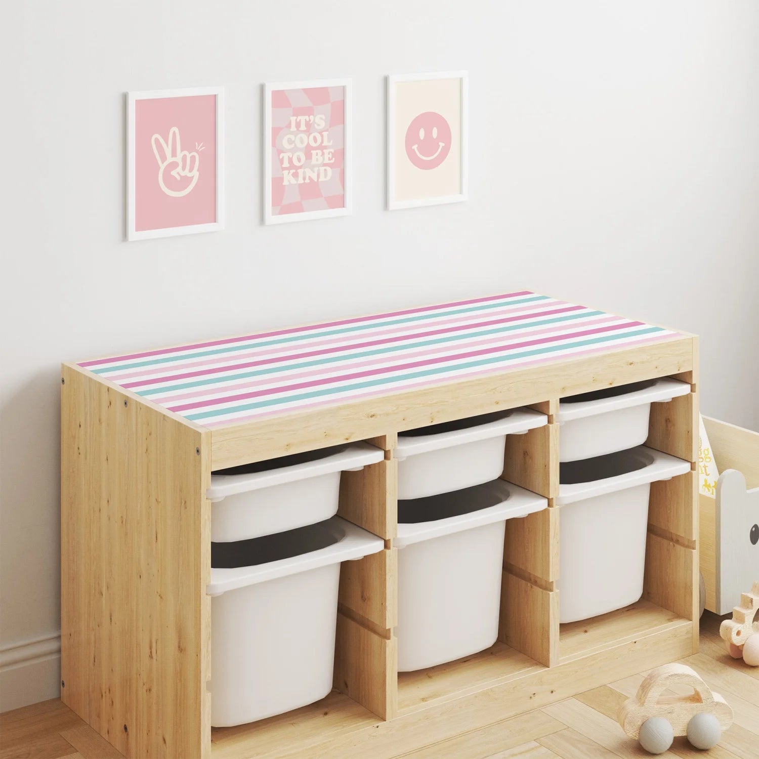 Trofast Top Stripes Pink Decal - Furniture Decals - Trofast