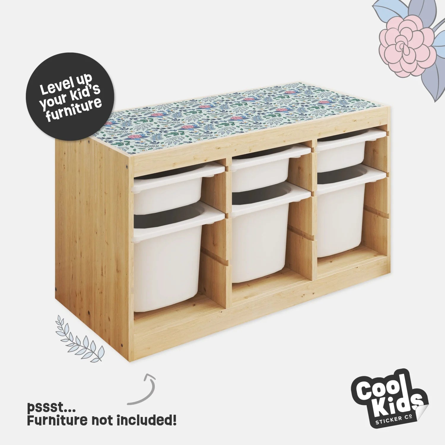 Trofast Top Vintage Florals Decal - Furniture Decals