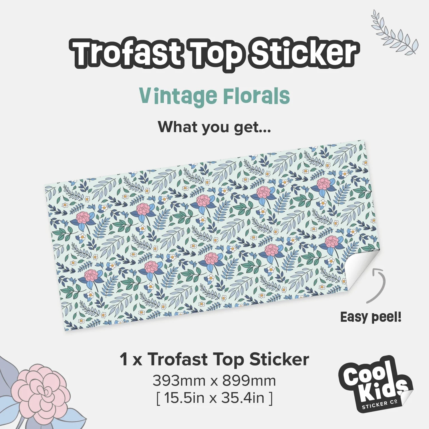 Trofast Top Vintage Florals Decal - Furniture Decals