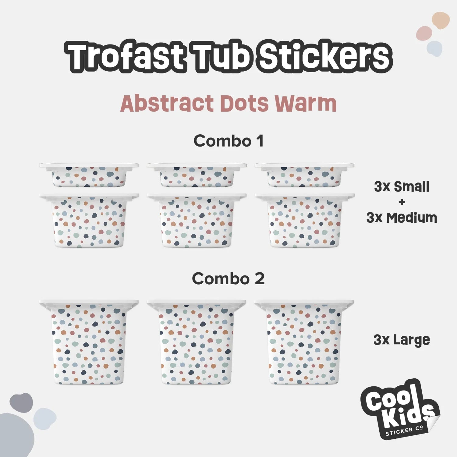 Trofast Tub Abstract Dots Warm Decals - Furniture Decals