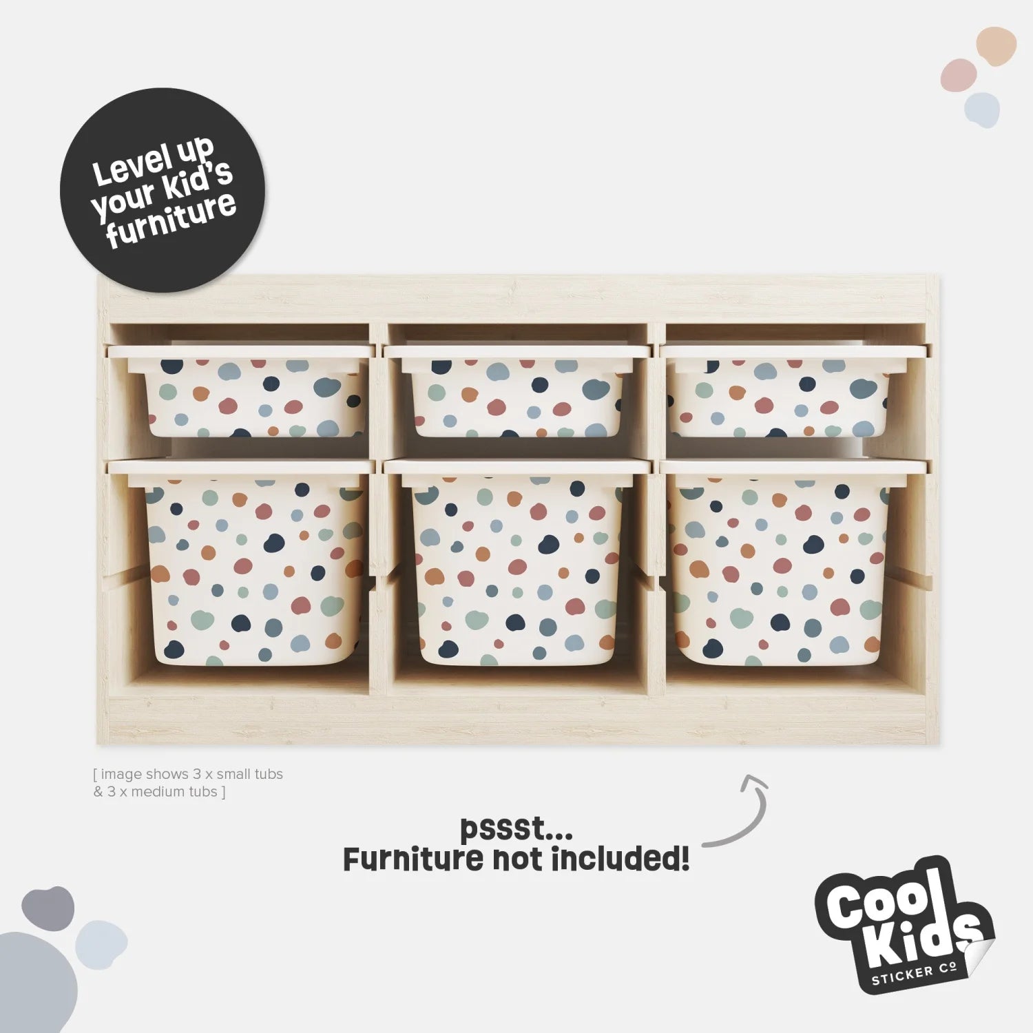 Trofast Tub Abstract Dots Warm Decals - Furniture Decals