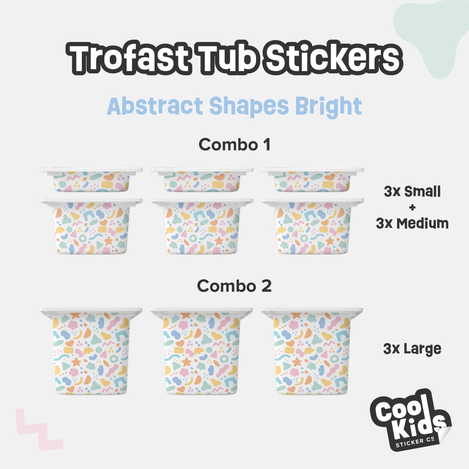 Trofast Tub Abstract Shapes Bright Decals - Furniture