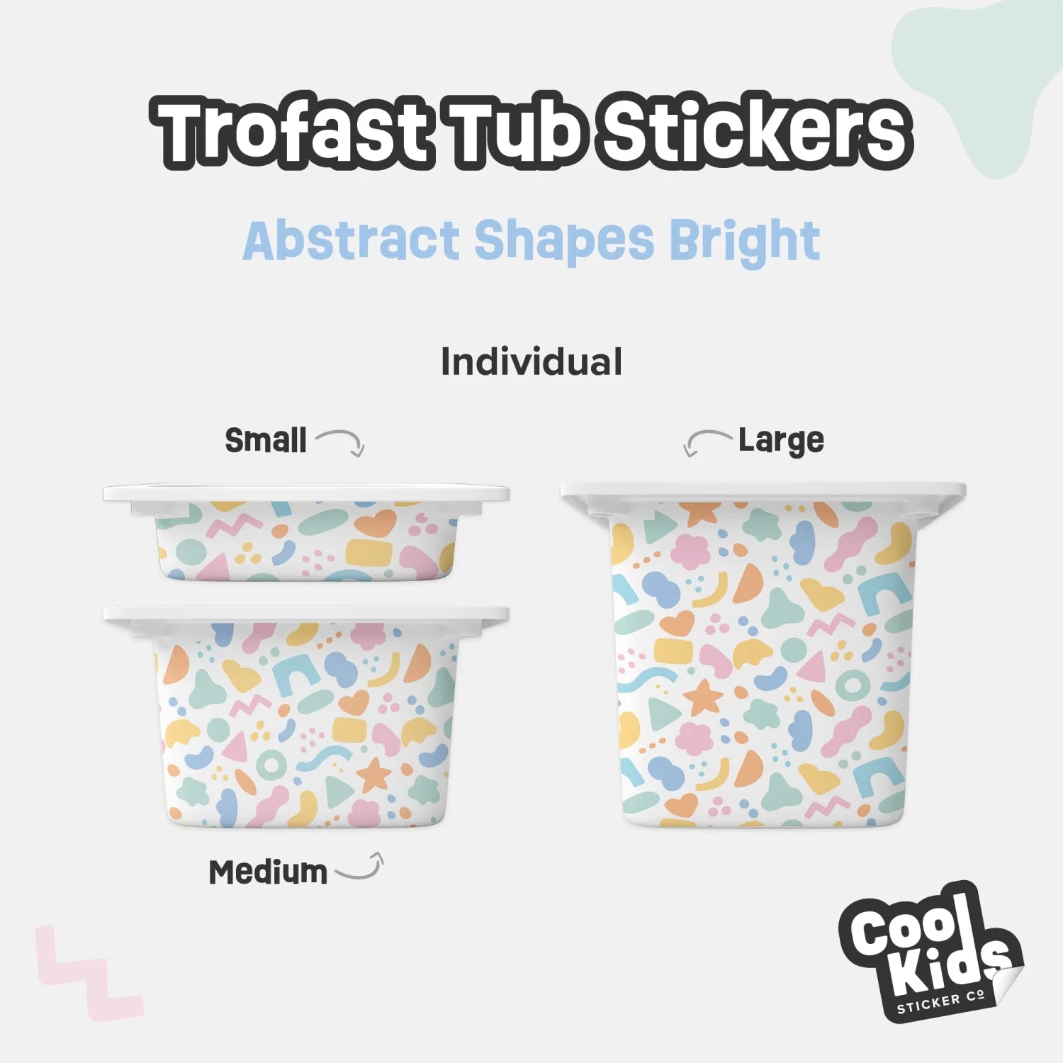 Trofast Tub Abstract Shapes Bright Decals - Furniture