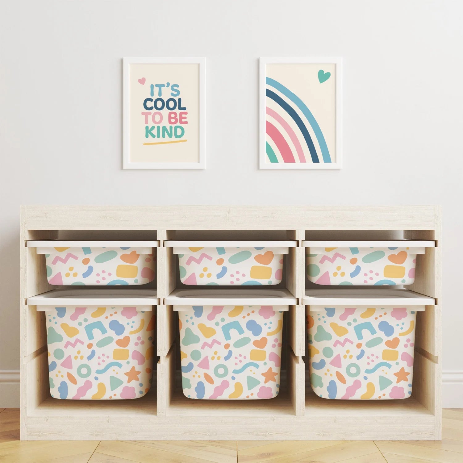 Trofast Tub Abstract Shapes Bright Decals - Furniture