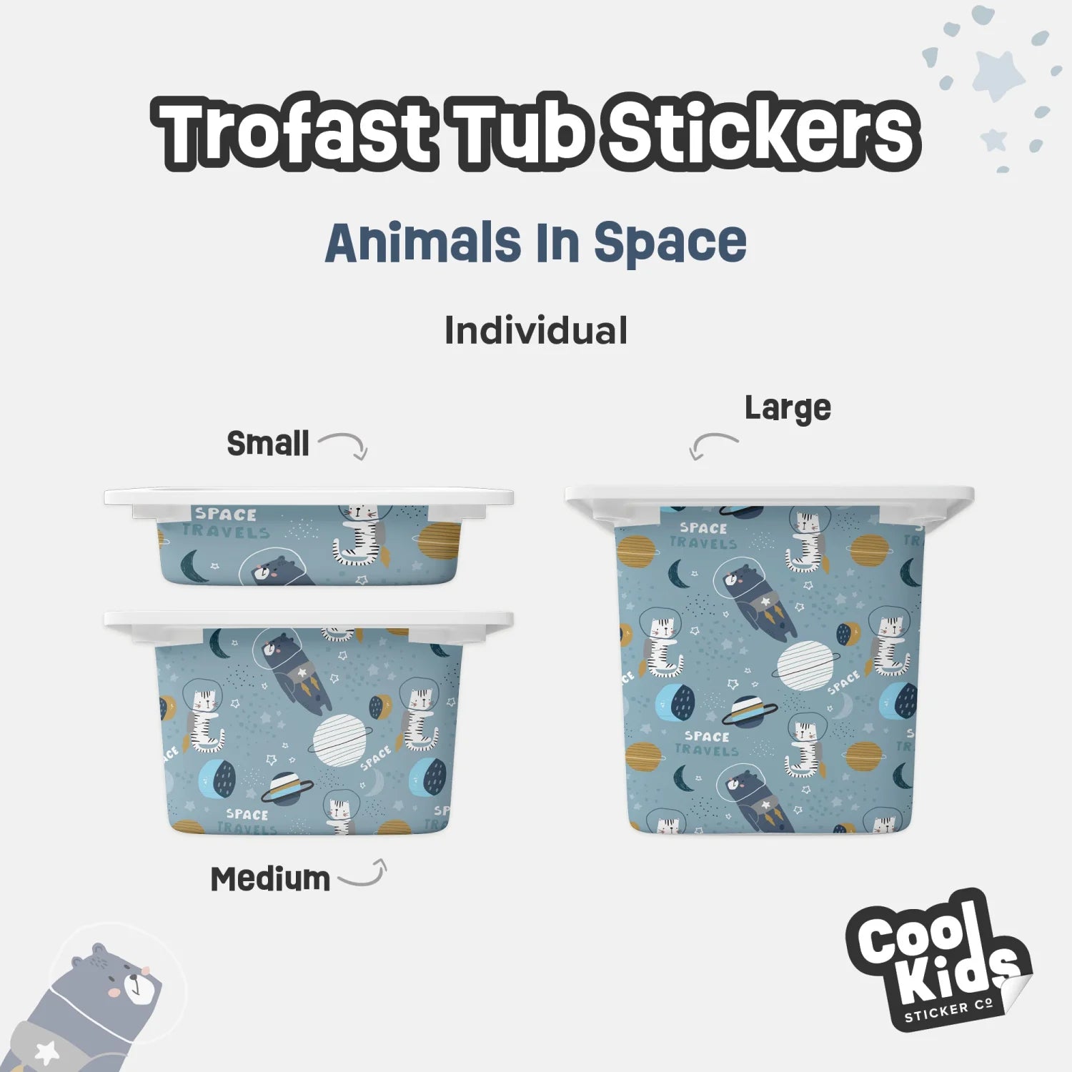 Trofast Tub Animals In Space Decals - Furniture Decals