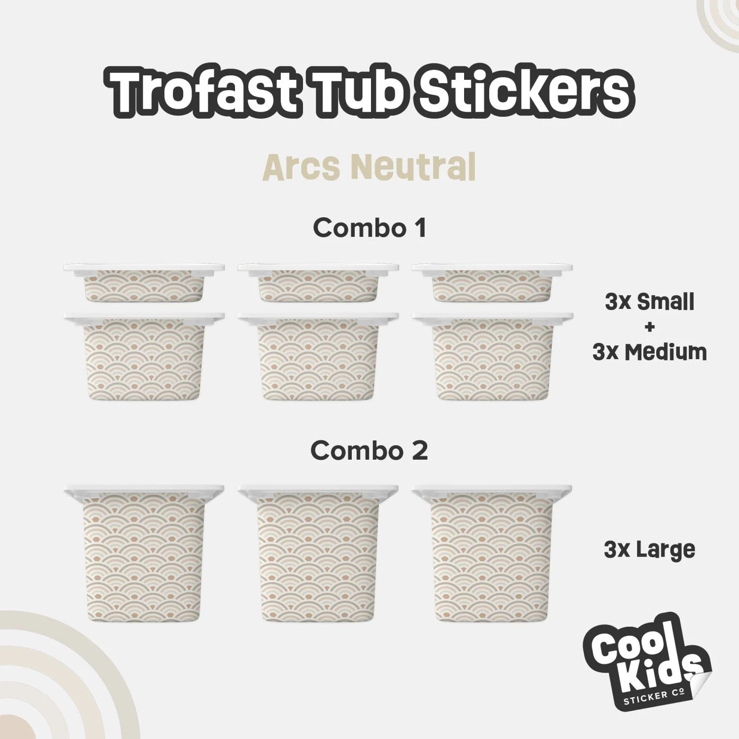 Trofast Tub Arcs Neutral Decals - Furniture Decals