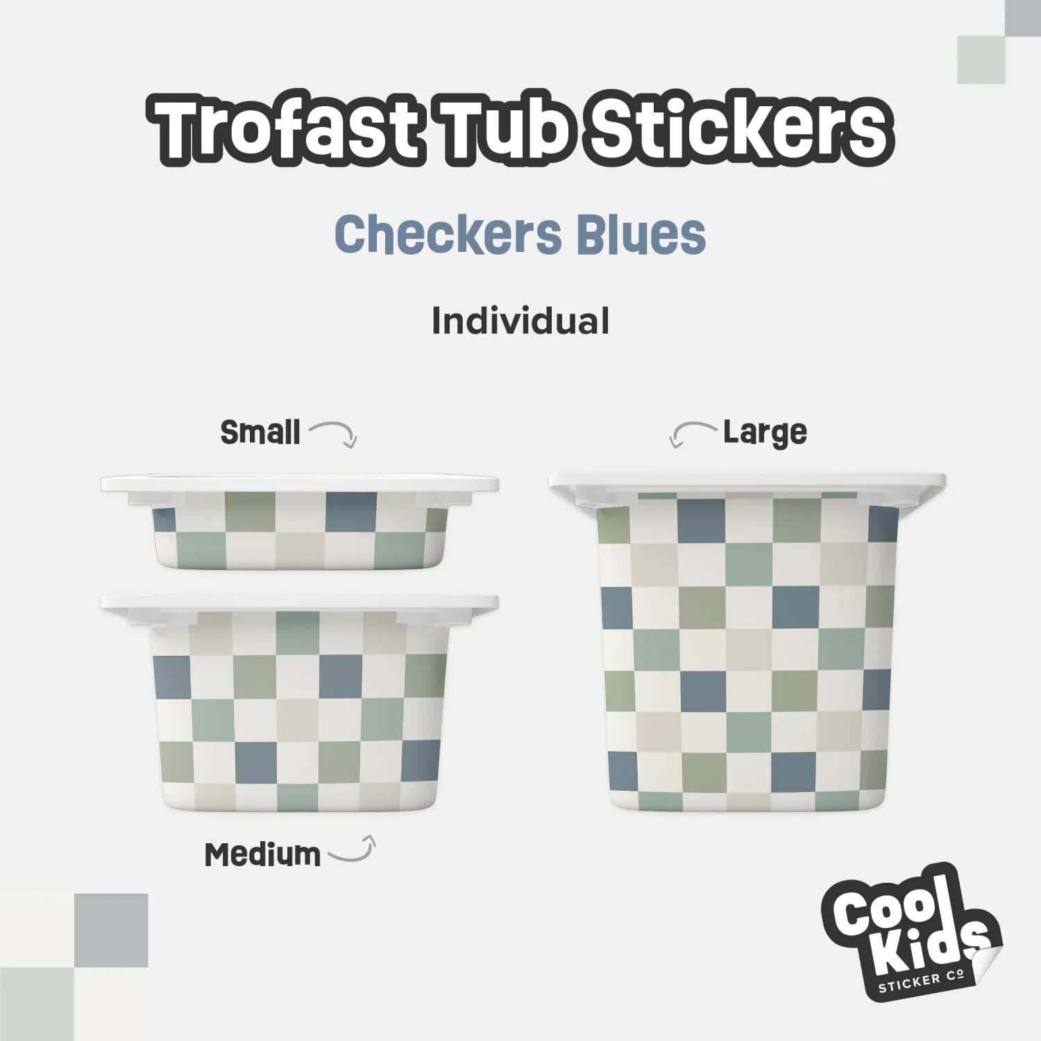 Trofast Tub Checkers Blue Decals - Furniture Decals