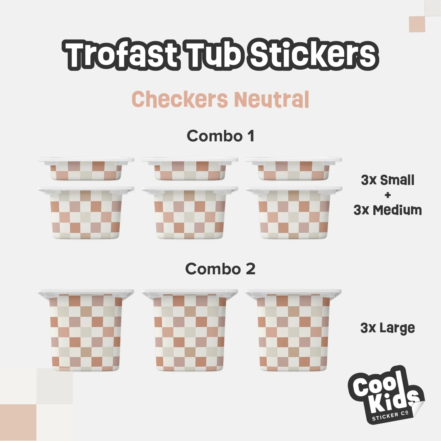 Trofast Tub Checkers Neutral Decals - Furniture Decals