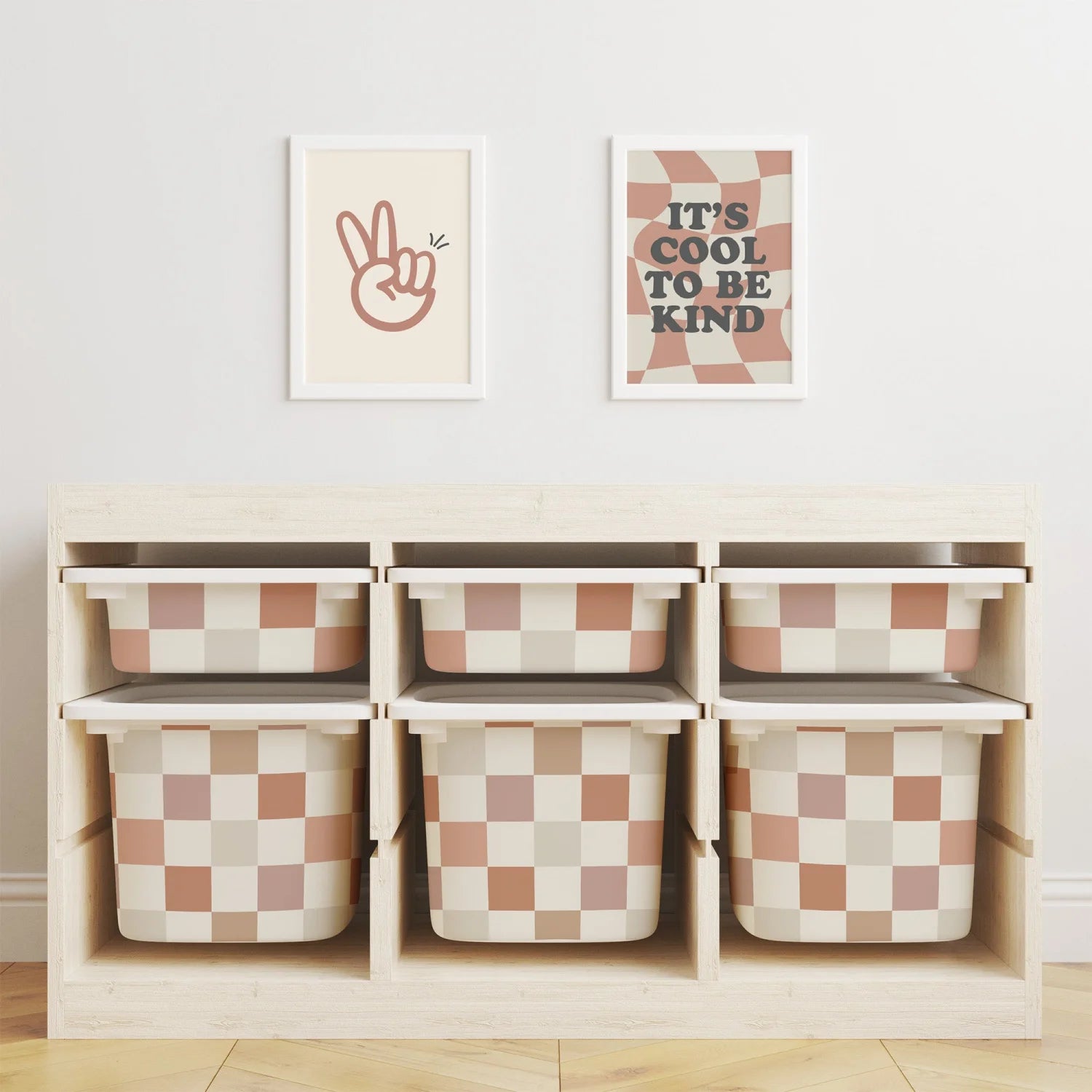 Trofast Tub Checkers Neutral Decals - Furniture Decals