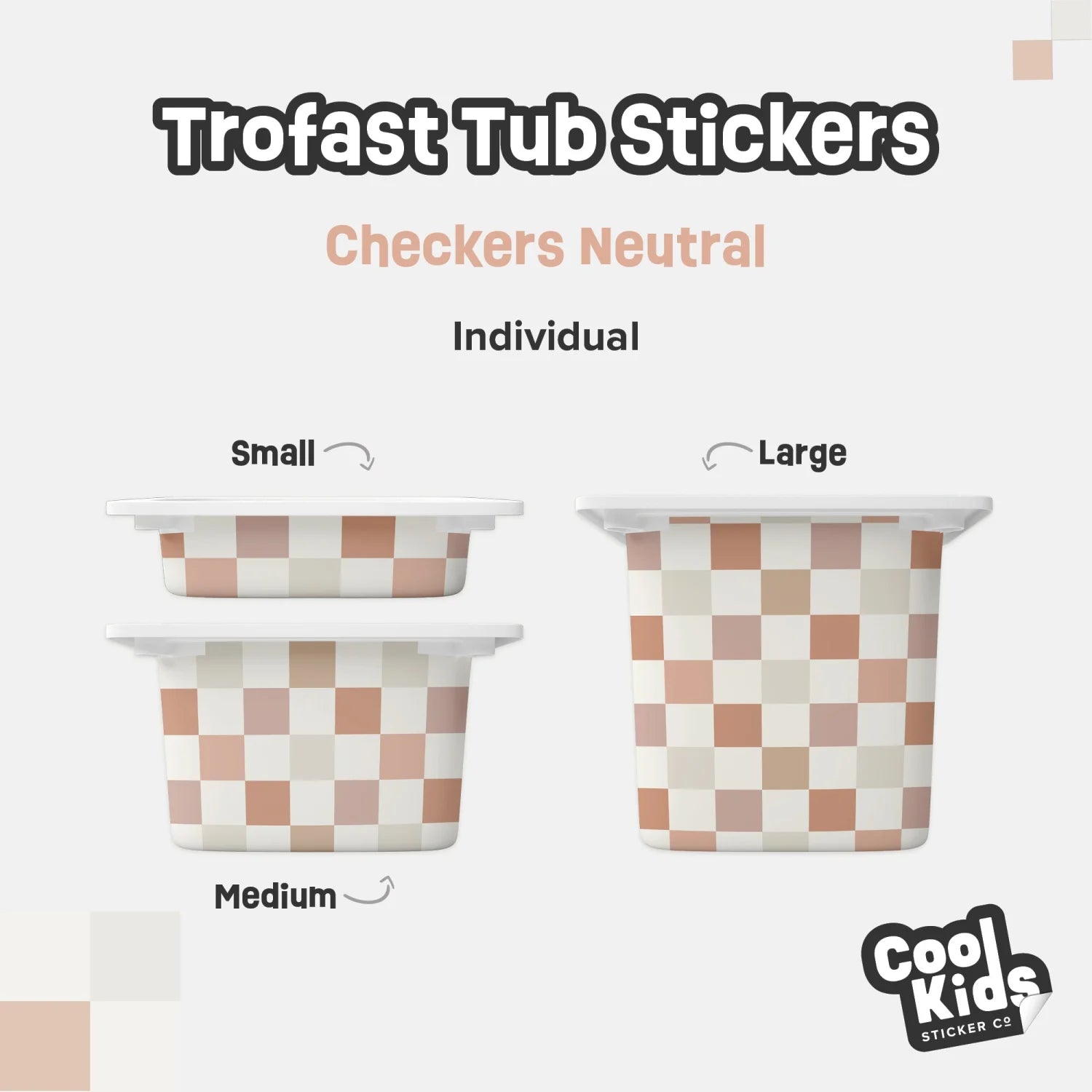 Trofast Tub Checkers Neutral Decals - Furniture Decals