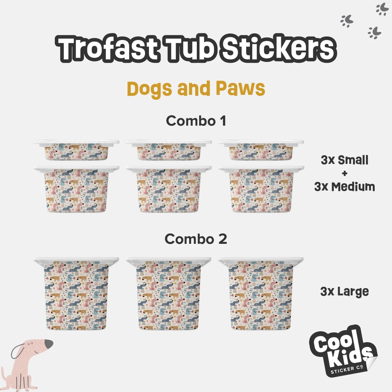 Trofast Tub Dogs and Paws Decals - Furniture Decals