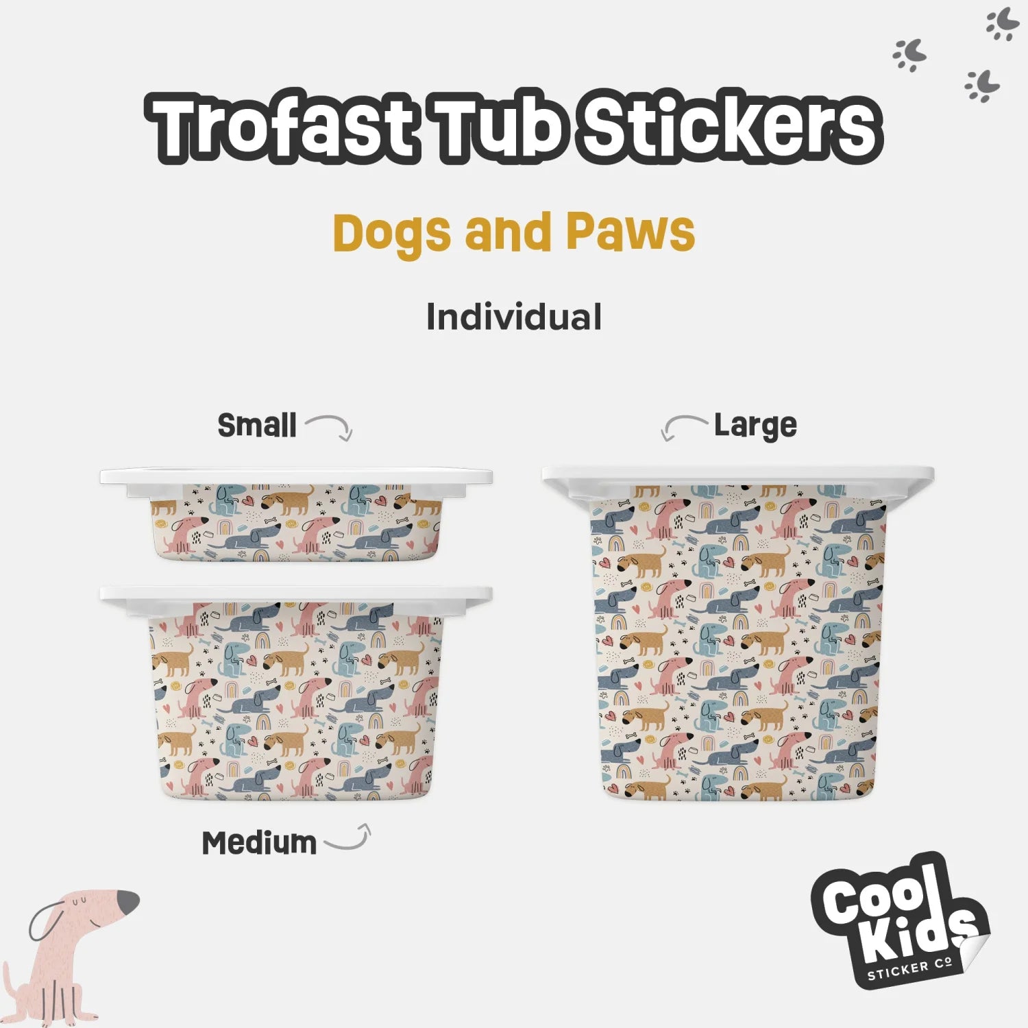 Trofast Tub Dogs and Paws Decals - Furniture Decals