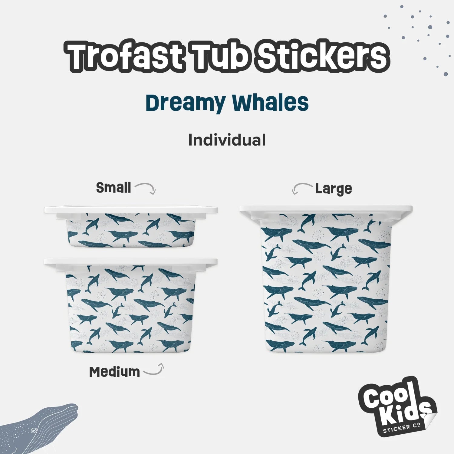 Trofast Tub Dreamy Whales Decals - Furniture Decals