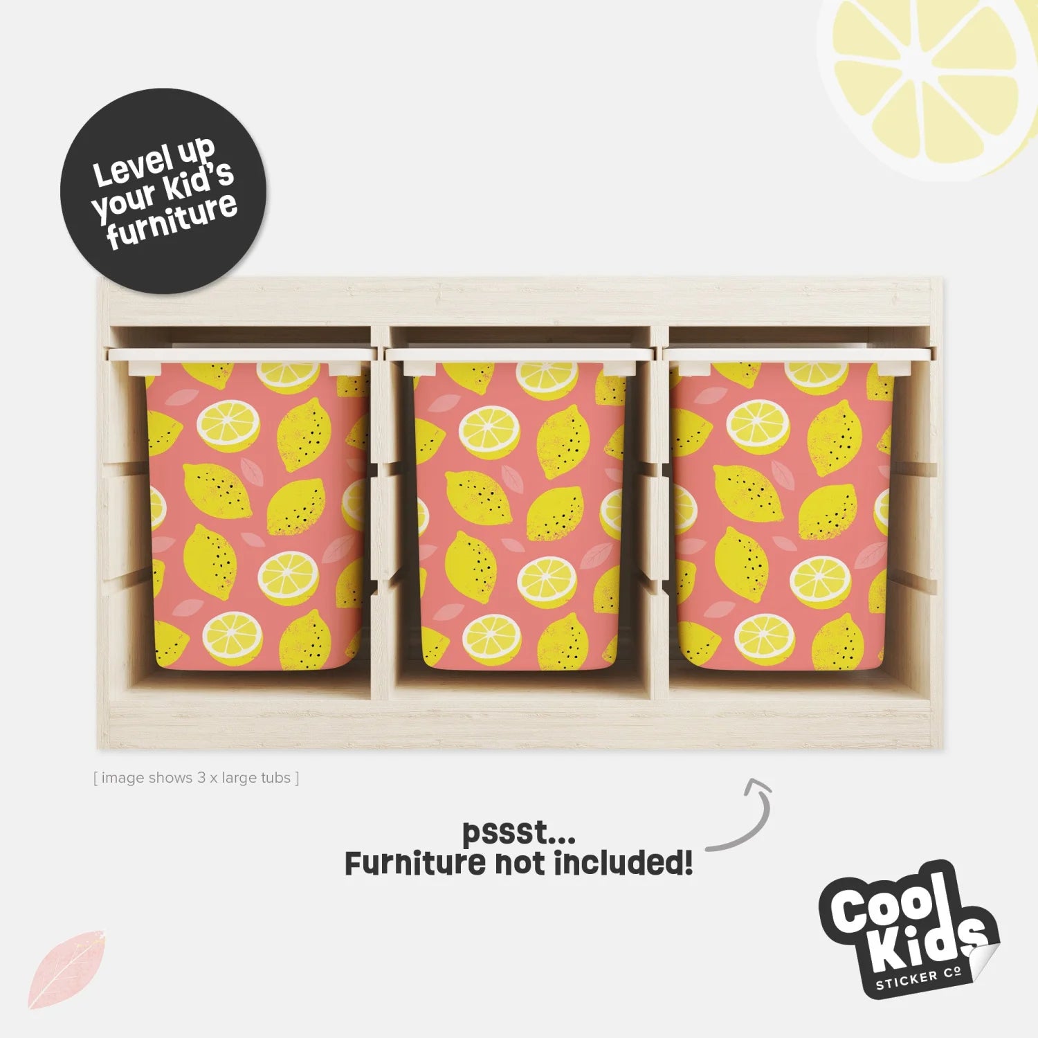 Trofast Tub Fruity Lemons Decals - Furniture Decals