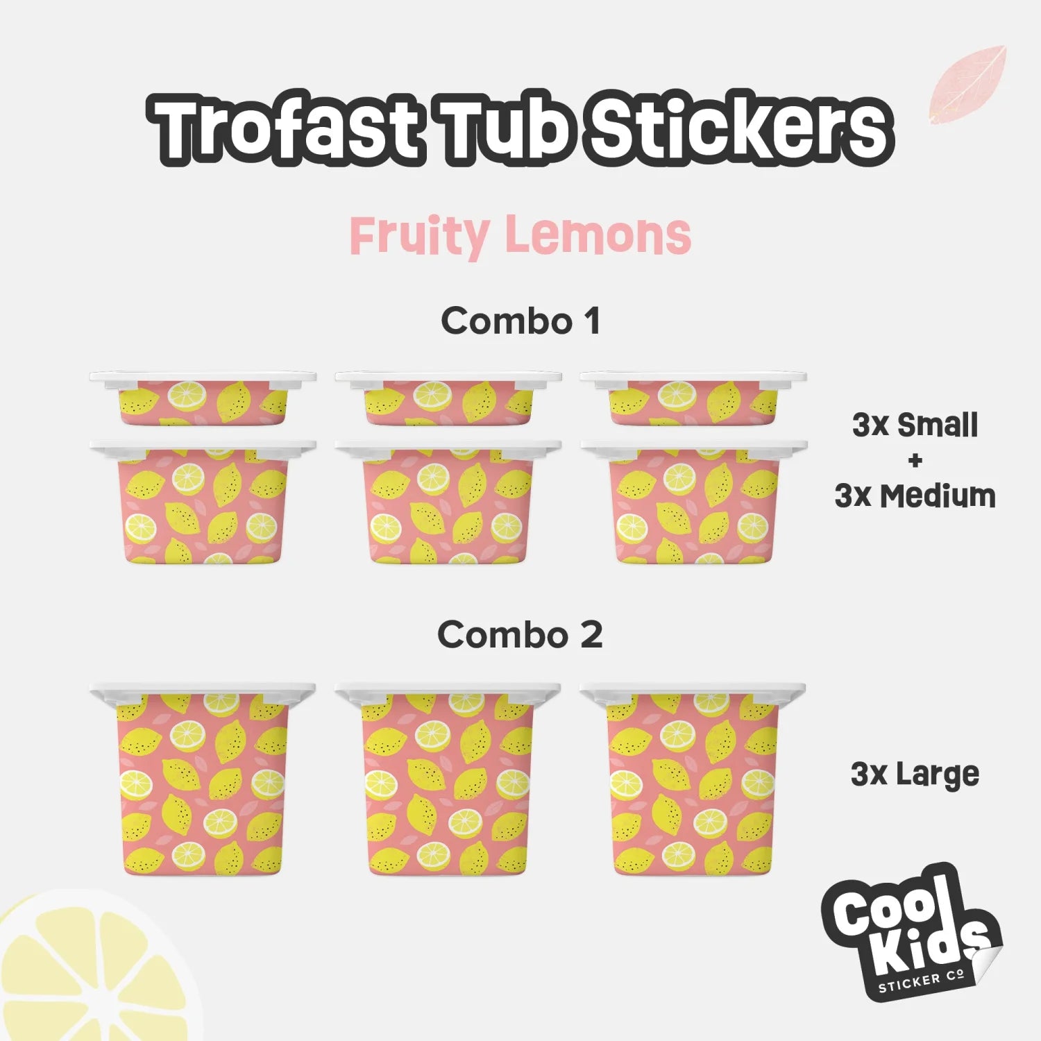 Trofast Tub Fruity Lemons Decals - Furniture Decals