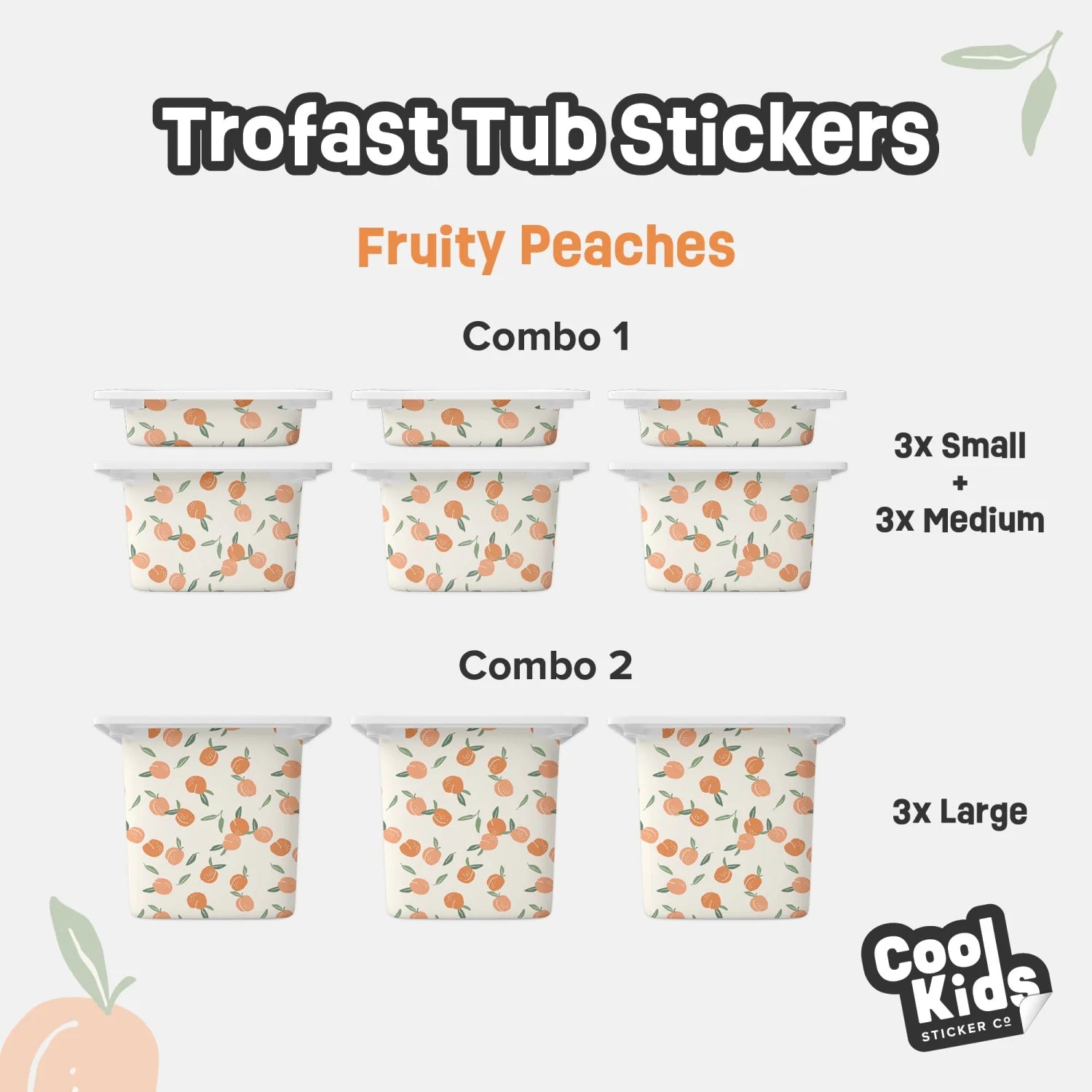 Trofast Tub Fruity Peaches Decals - Furniture Decals