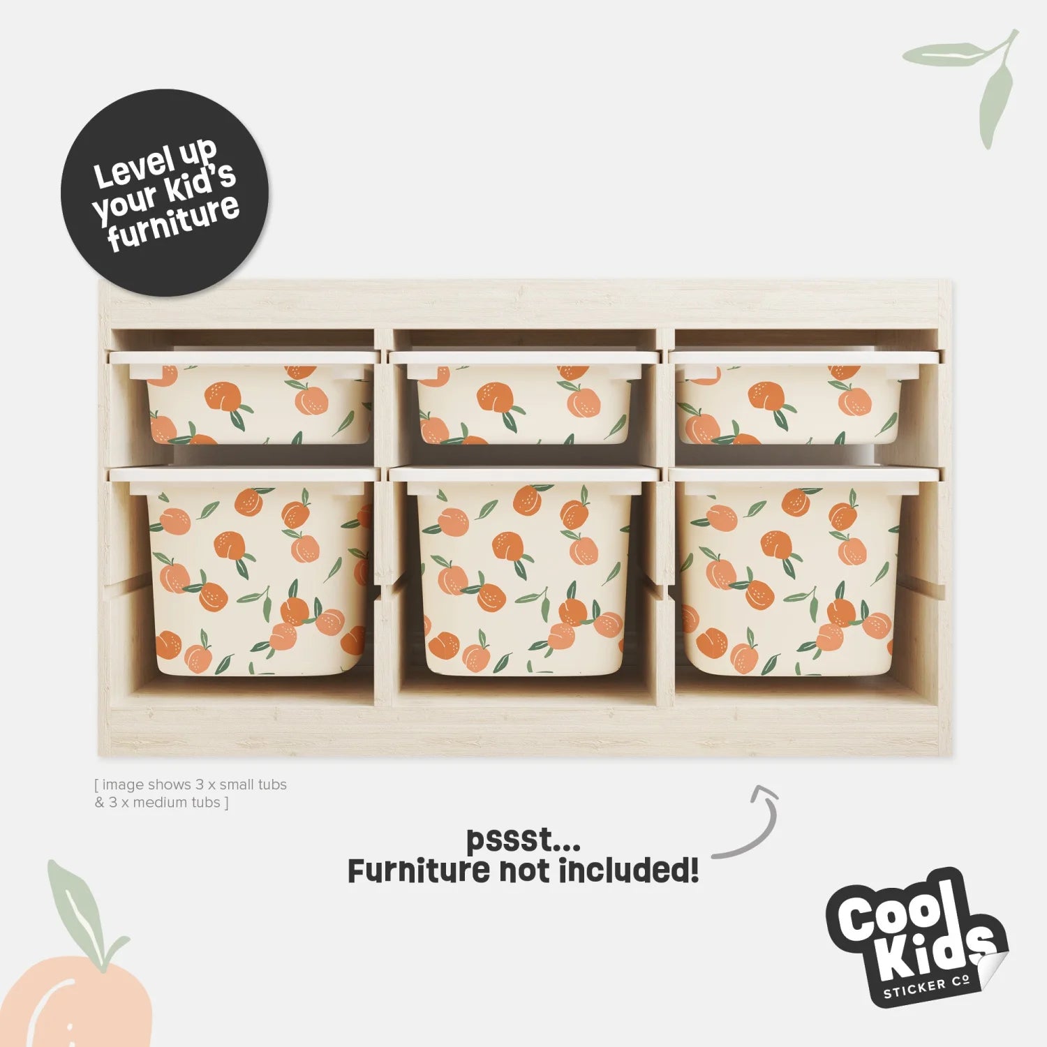 Trofast Tub Fruity Peaches Decals - Furniture Decals