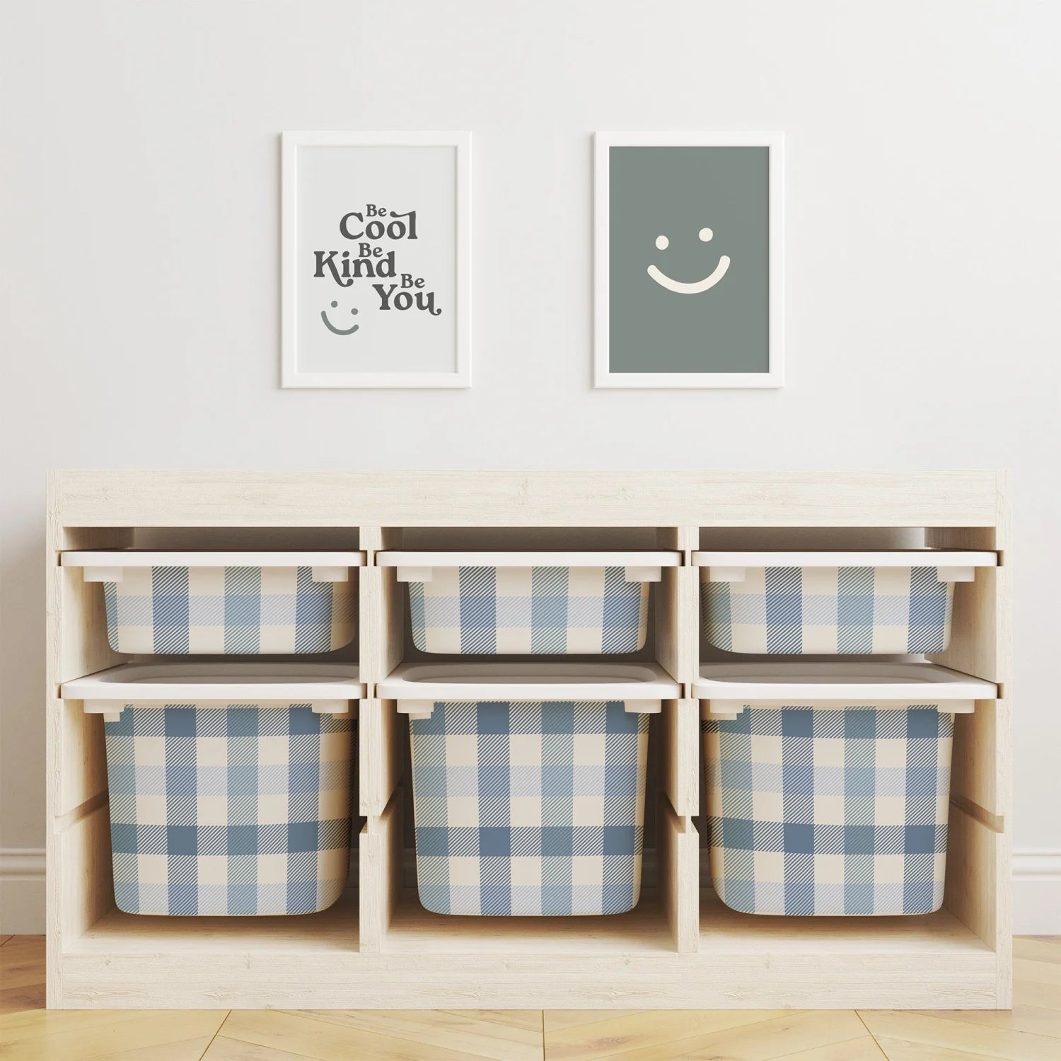 Trofast Tub Gingham Blue Decals - Furniture Decals