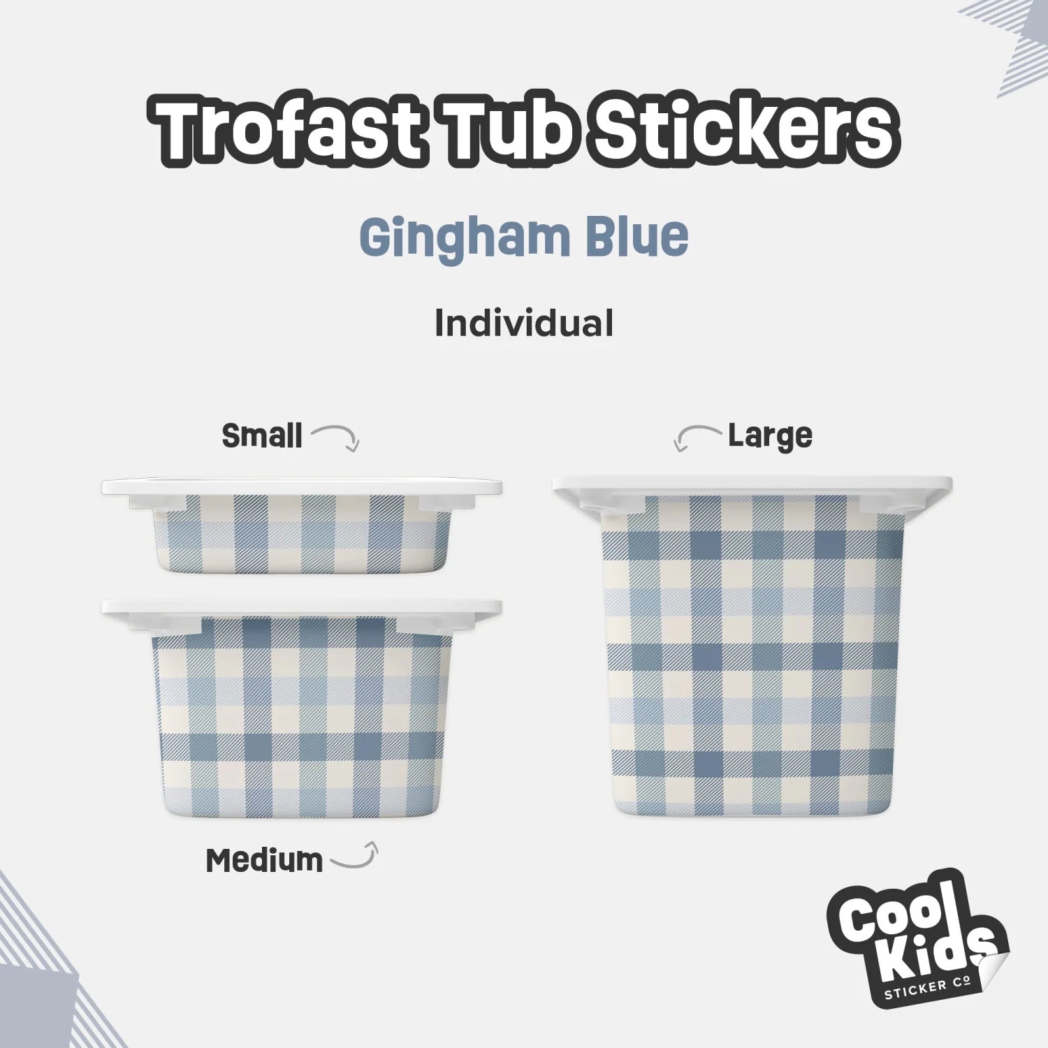 Trofast Tub Gingham Blue Decals - Furniture Decals