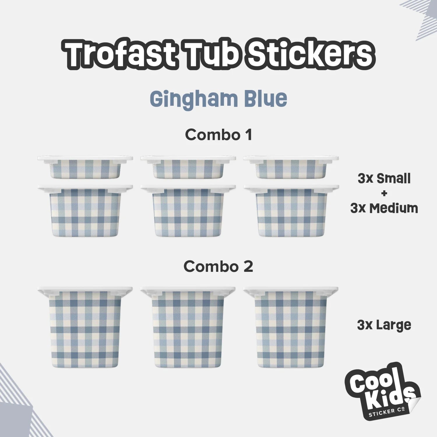 Trofast Tub Gingham Blue Decals - Furniture Decals