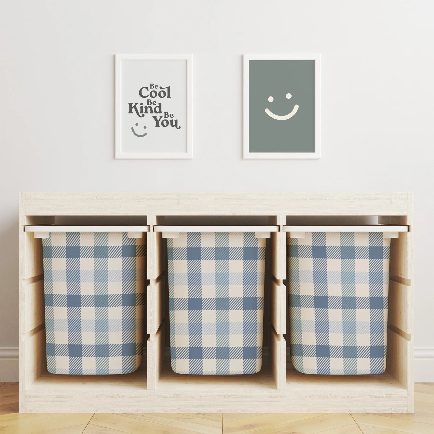 Trofast Tub Gingham Blue Decals - Furniture Decals