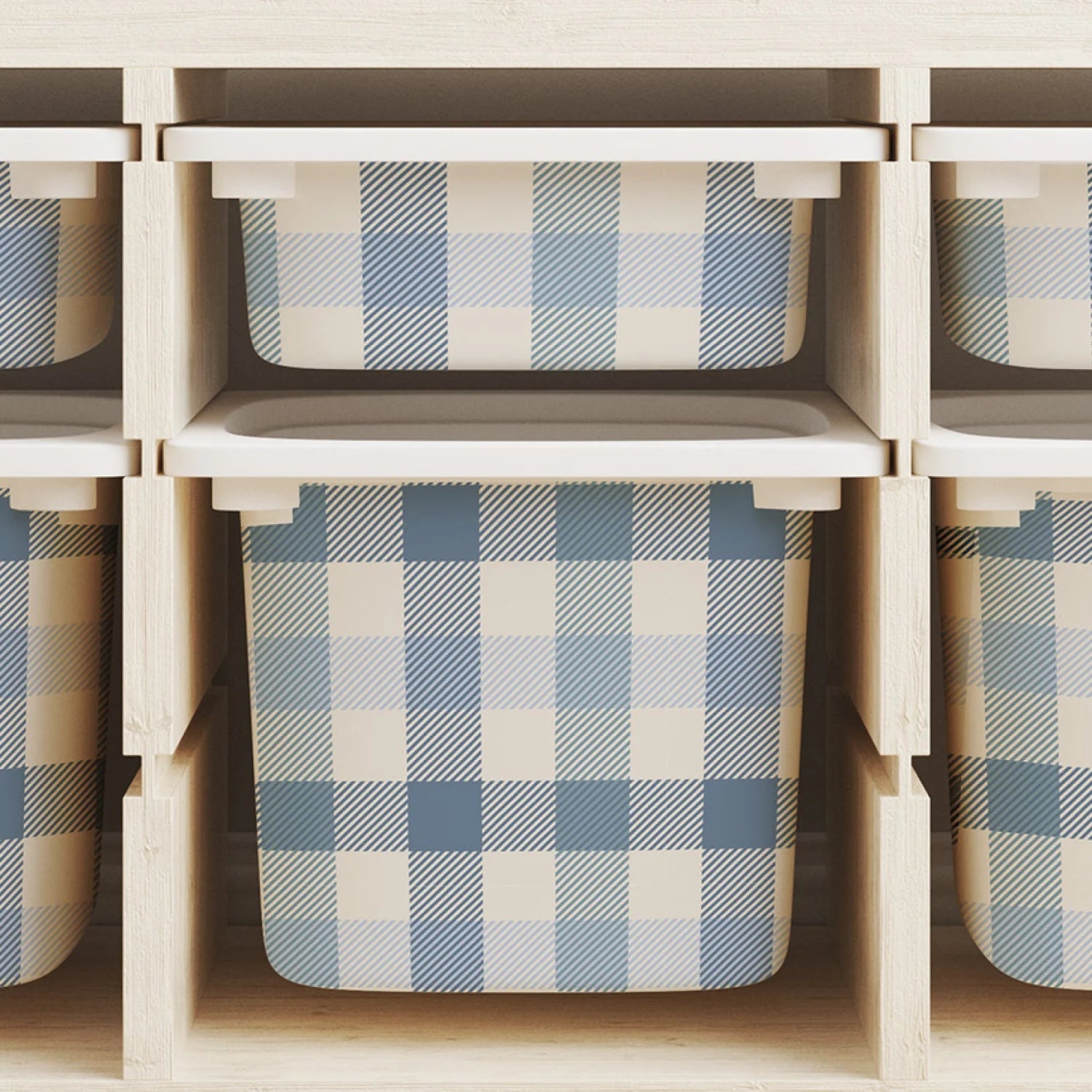 Trofast Tub Gingham Blue Decals - Furniture Decals