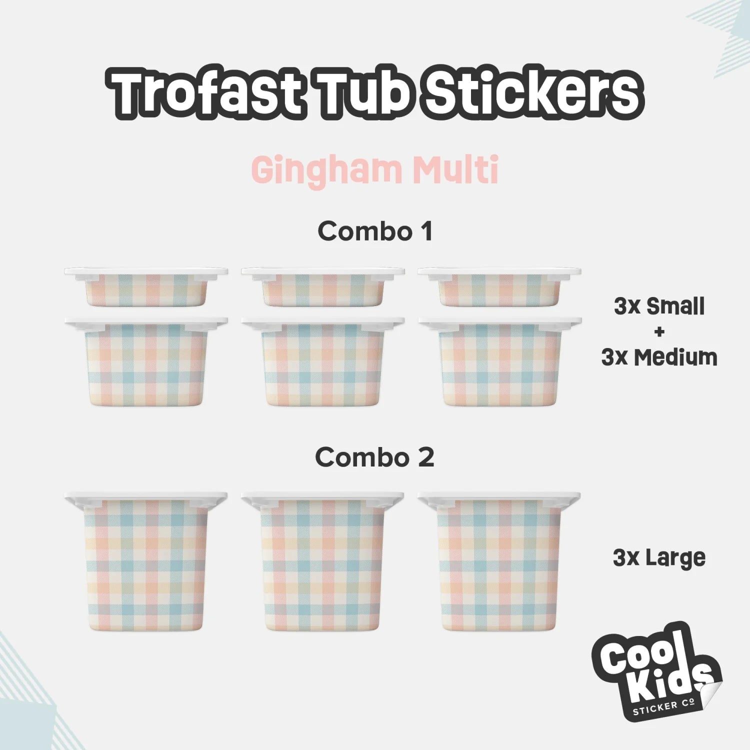 Trofast Tub Gingham Multi Decals - Furniture Decals