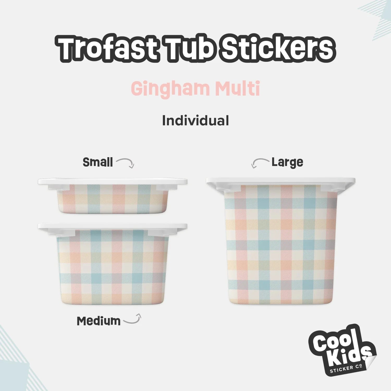 Trofast Tub Gingham Multi Decals - Furniture Decals