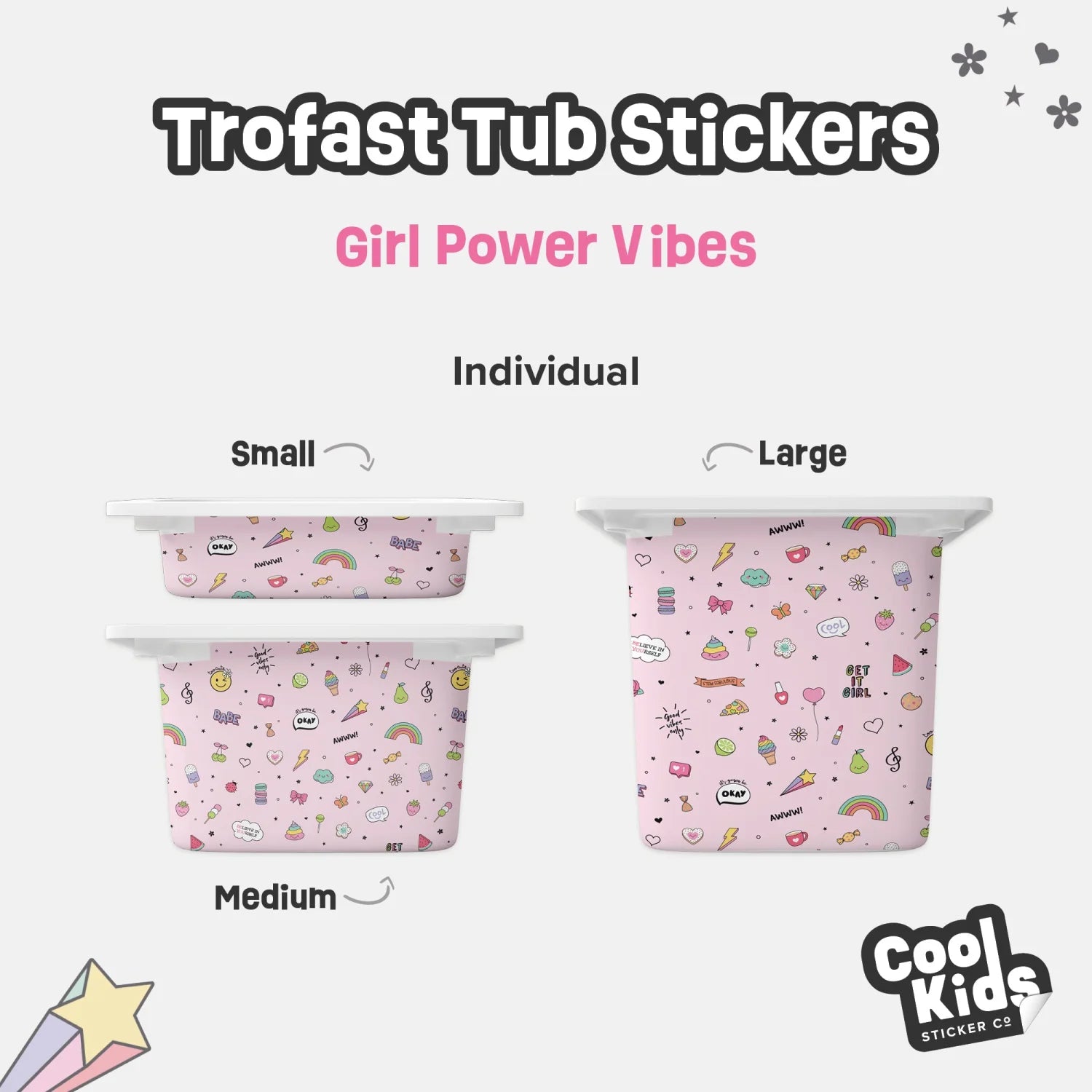 Trofast Tub Girl Power Vibes Decals - Furniture Decals