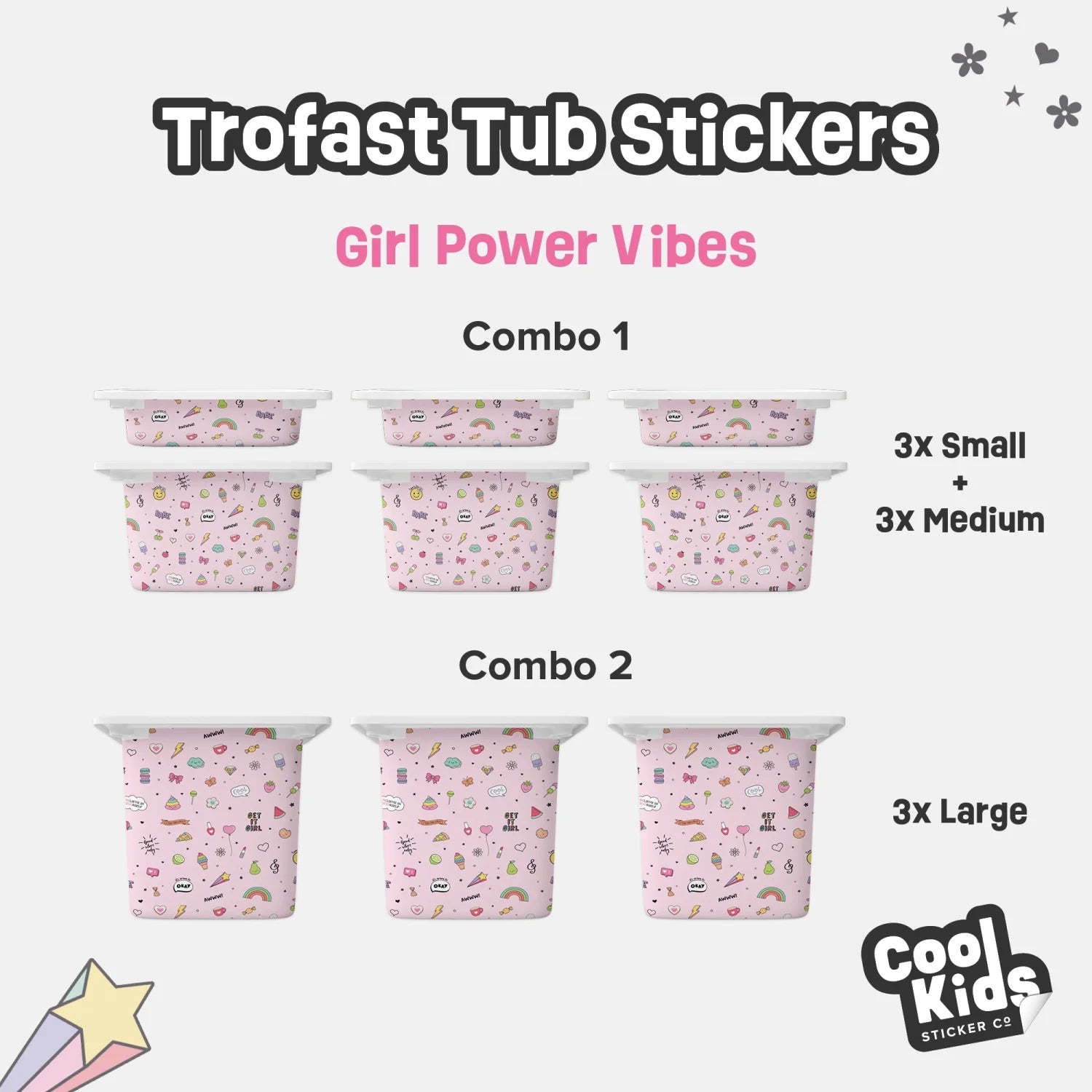 Trofast Tub Girl Power Vibes Decals - Furniture Decals