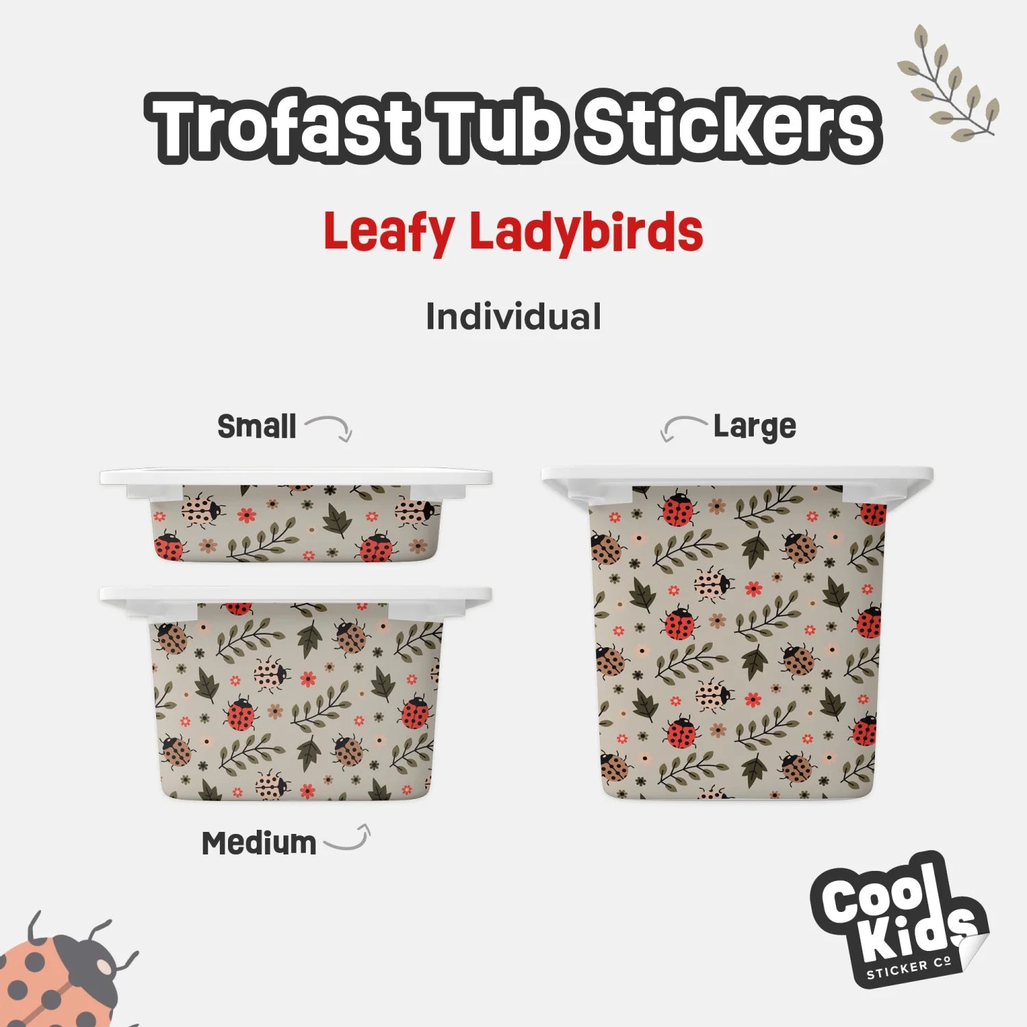 Trofast Tub Leafy Ladybirds Decals - Furniture Decals