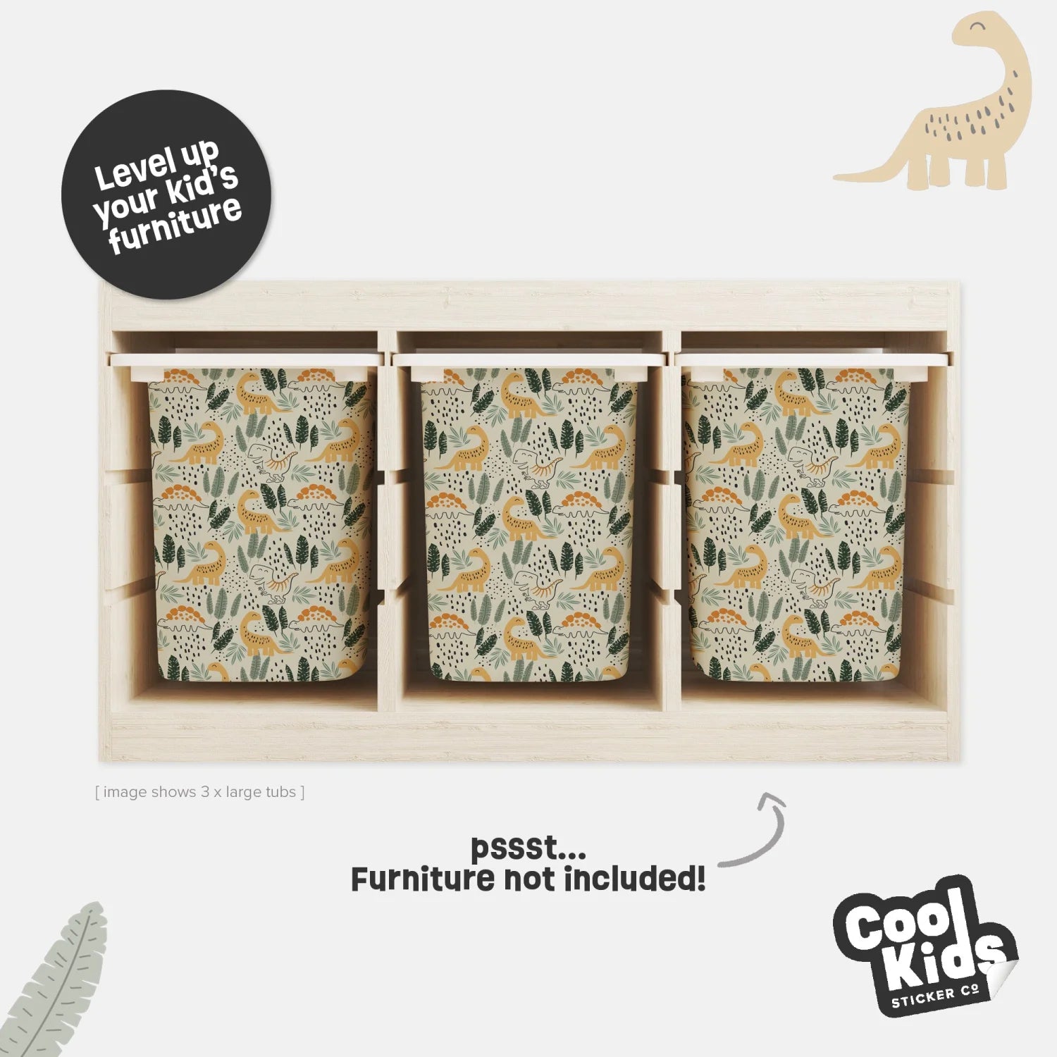 Trofast Tub Playful Dinos Decals - Furniture Decals