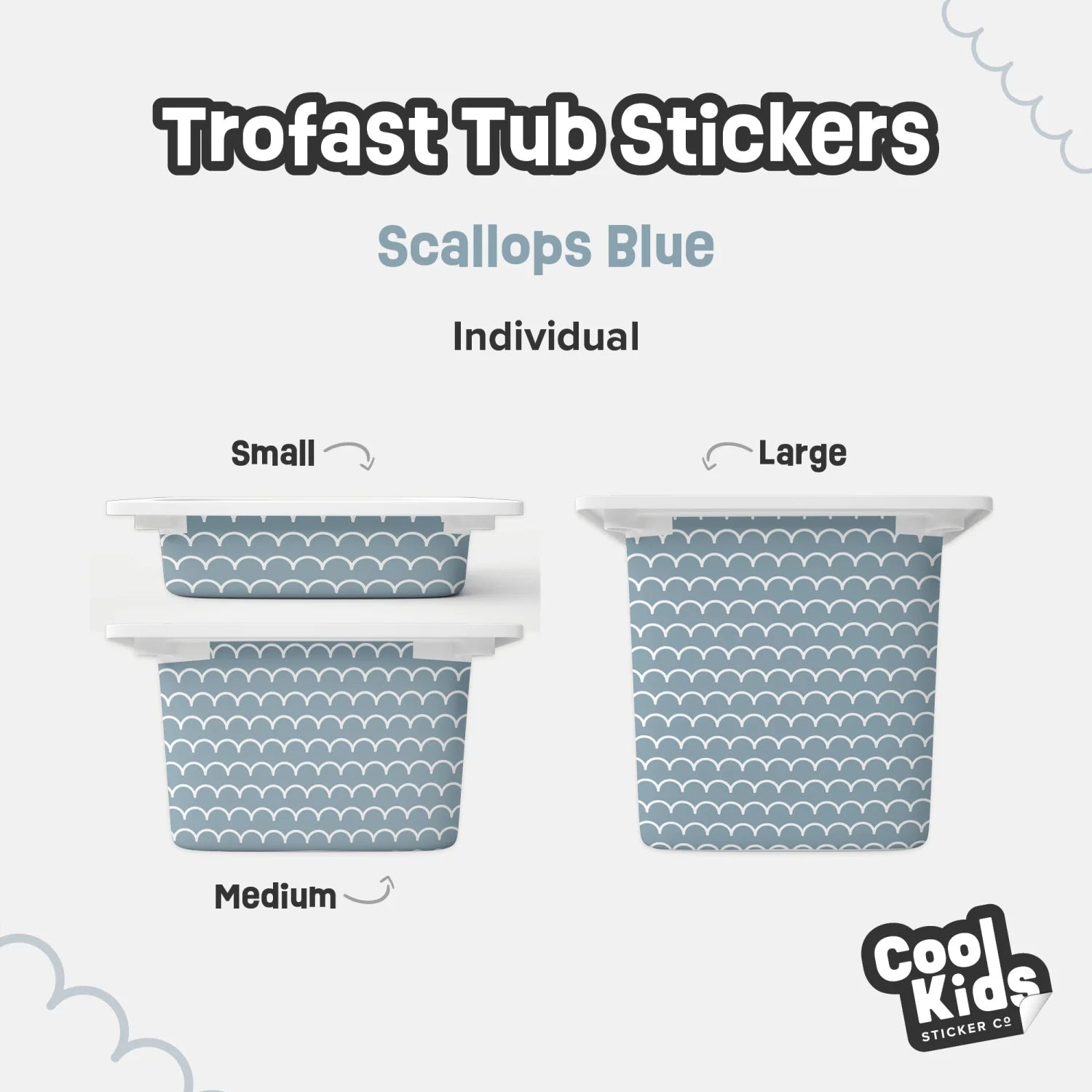 Trofast Tub Scallops Blue Decals - Furniture Decals