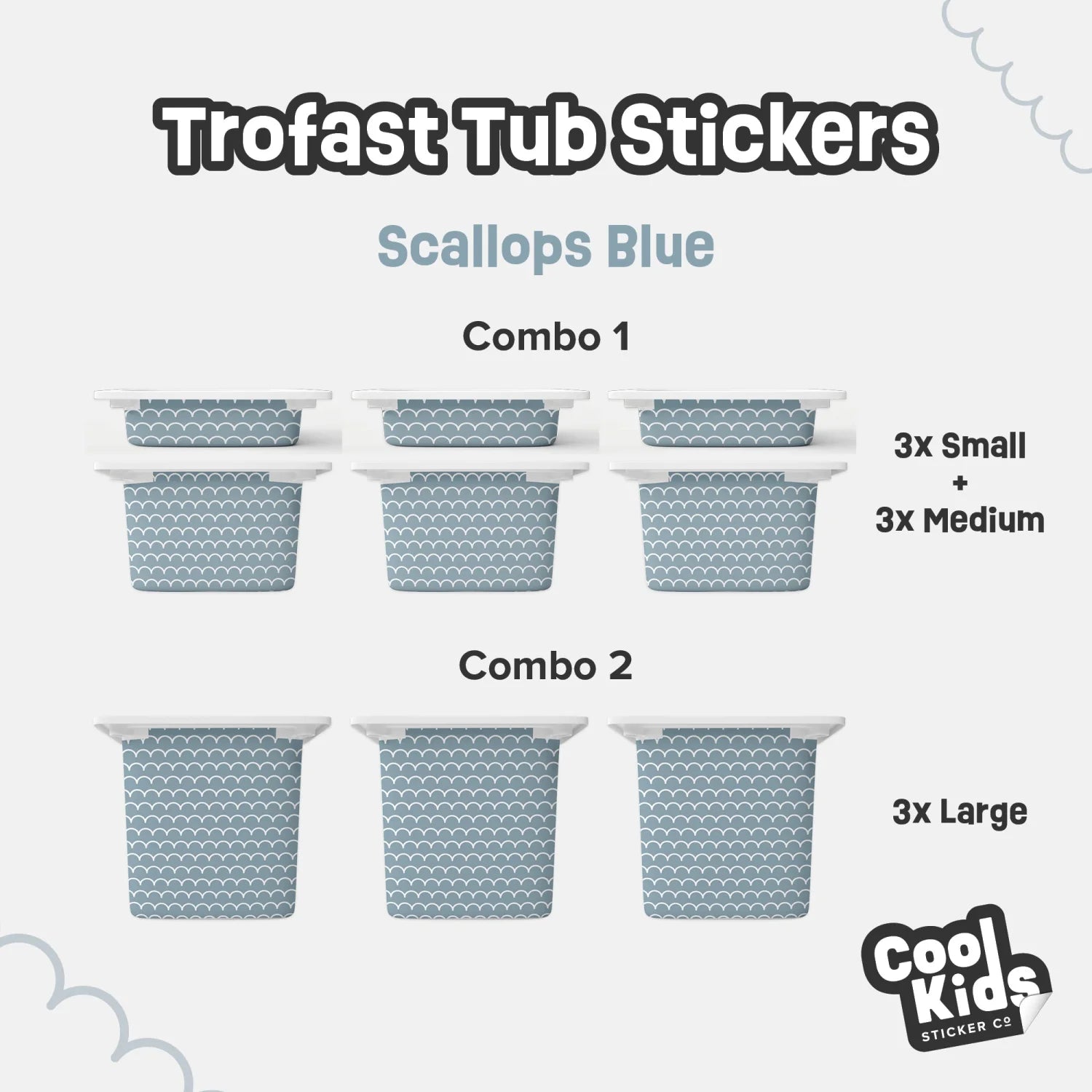 Trofast Tub Scallops Blue Decals - Furniture Decals