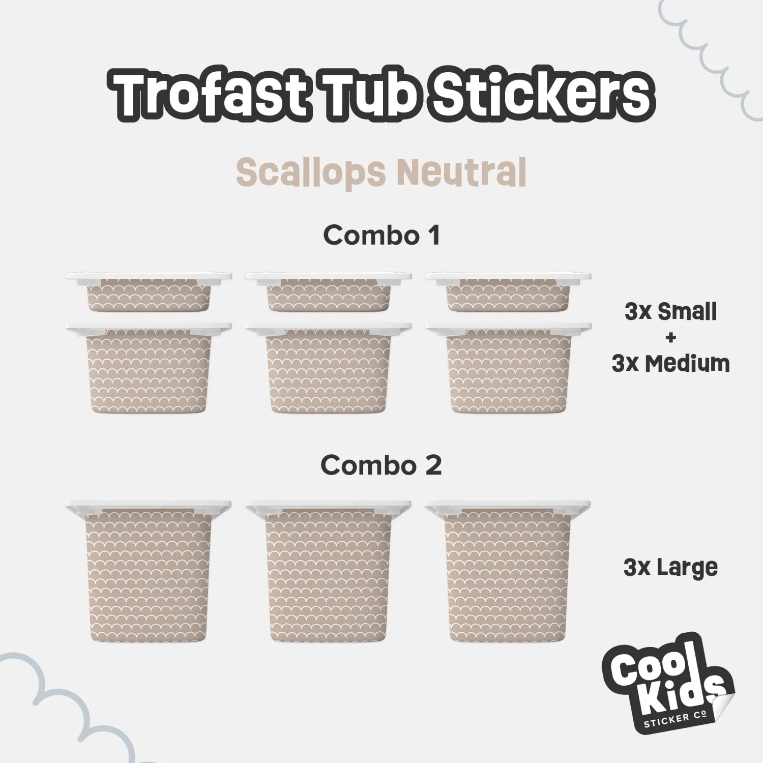 Trofast Tub Scallops Neutral Decals - Furniture Decals