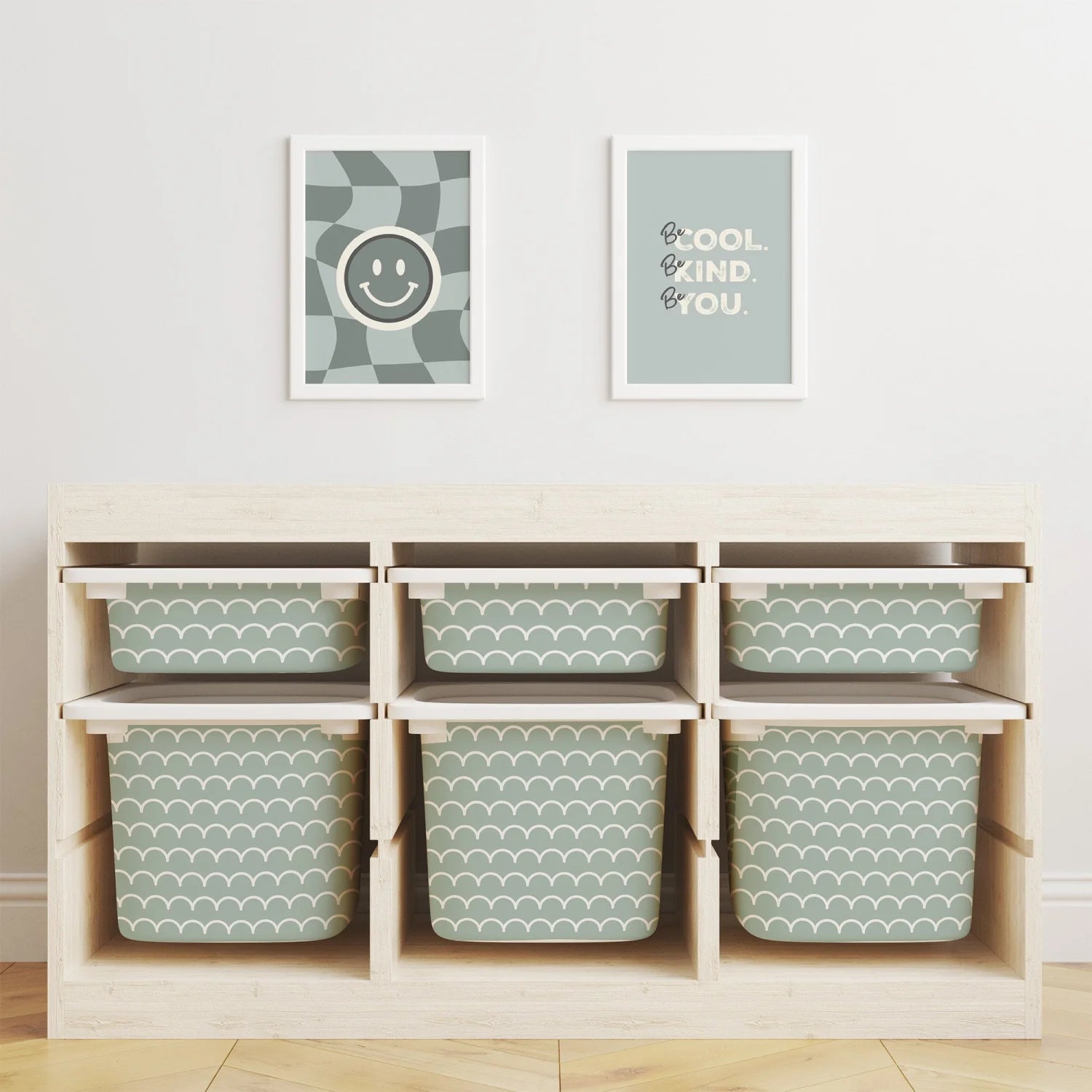 Trofast Tub Scallops Sage Green Decals - Furniture Decals