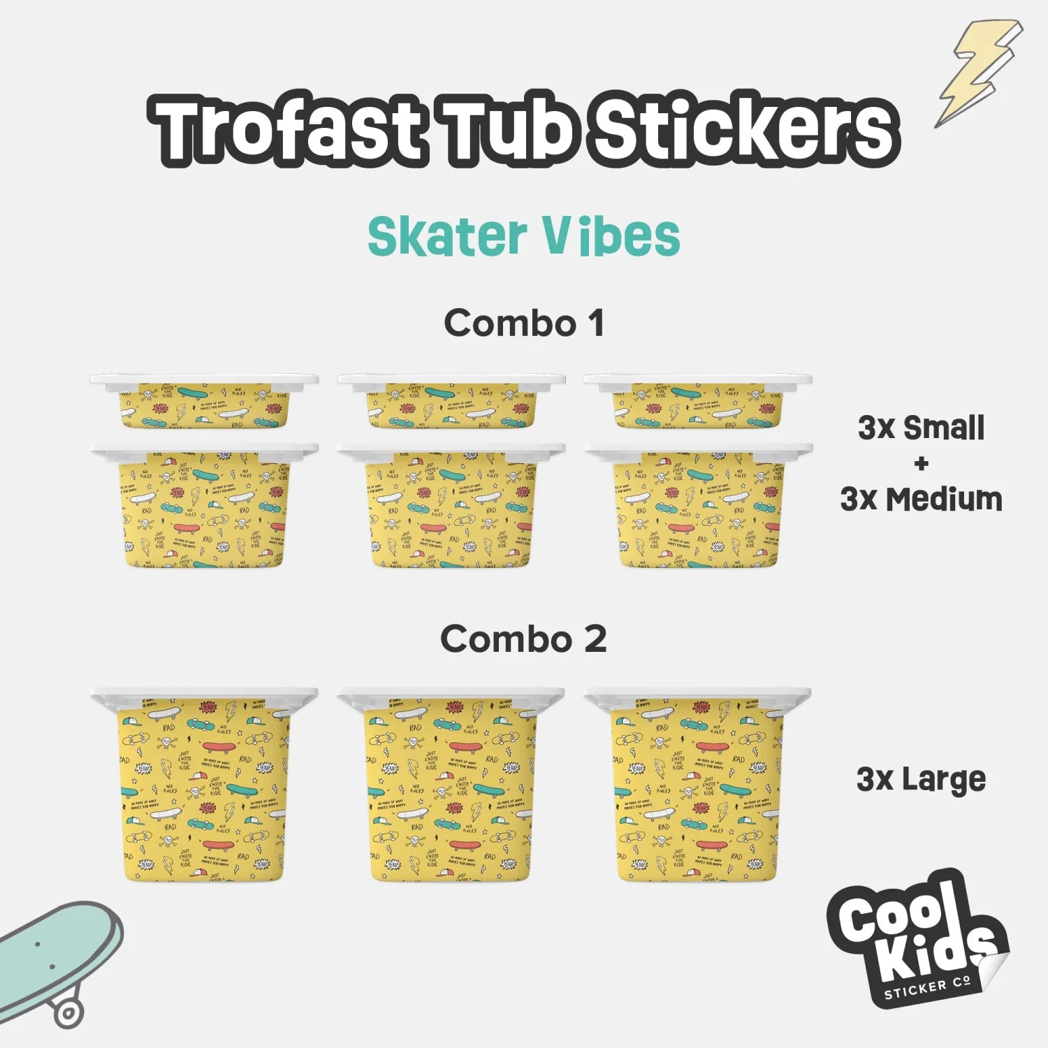 Trofast Tub Skater Vibes Decals - Furniture Decals