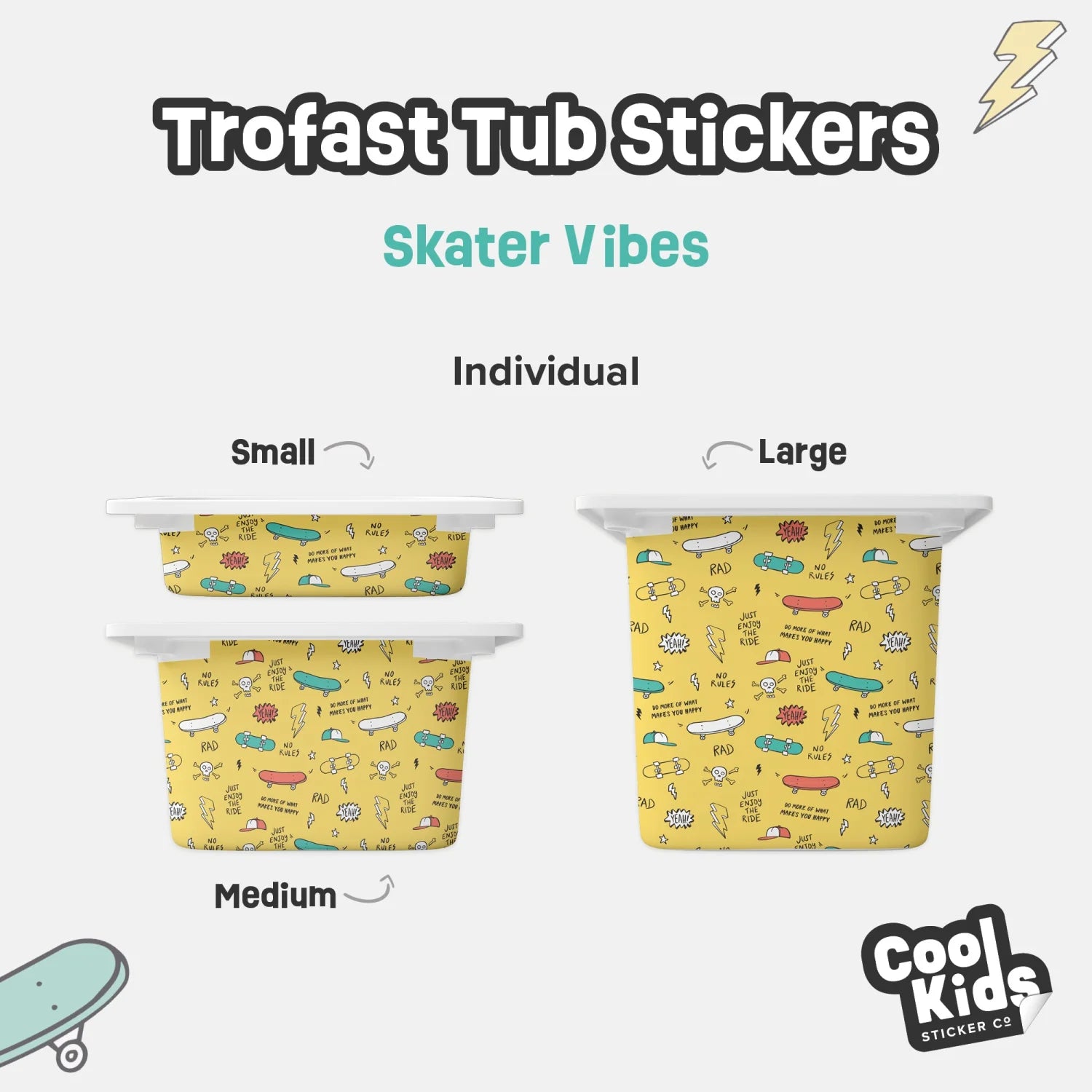 Trofast Tub Skater Vibes Decals - Furniture Decals