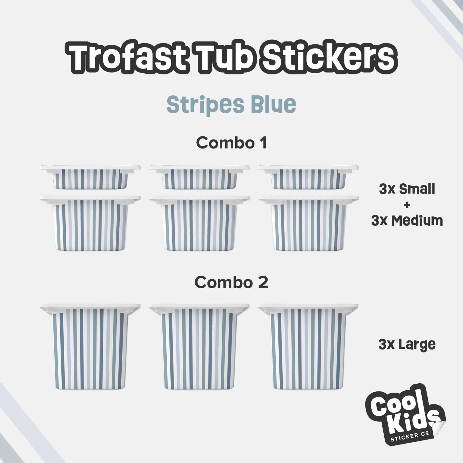 Trofast Tub Stripes Blue Decals - Furniture Decals