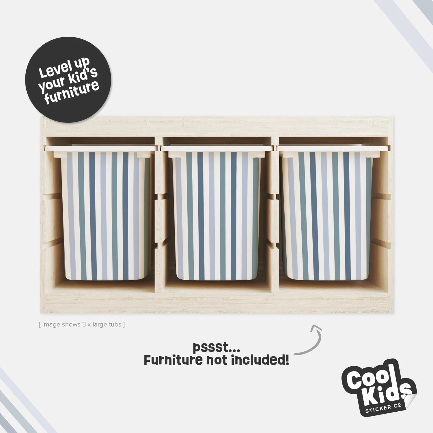 Trofast Tub Stripes Blue Decals - Furniture Decals