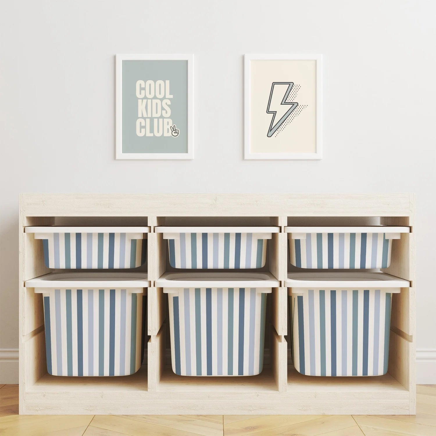 Trofast Tub Stripes Blue Decals - Furniture Decals