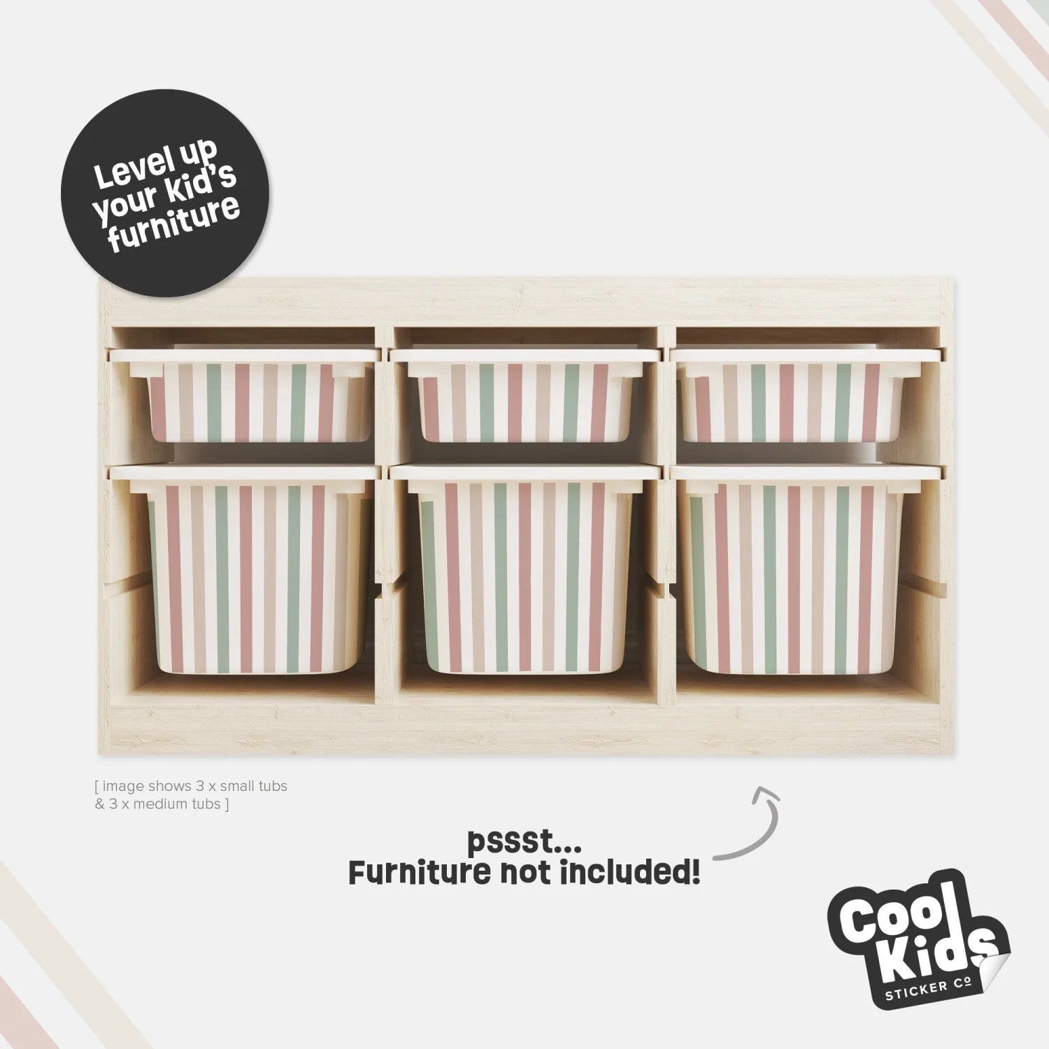 Trofast Tub Stripes Neutral Decals - Furniture Decals