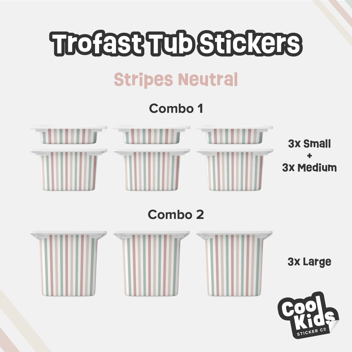 Trofast Tub Stripes Neutral Decals - Furniture Decals