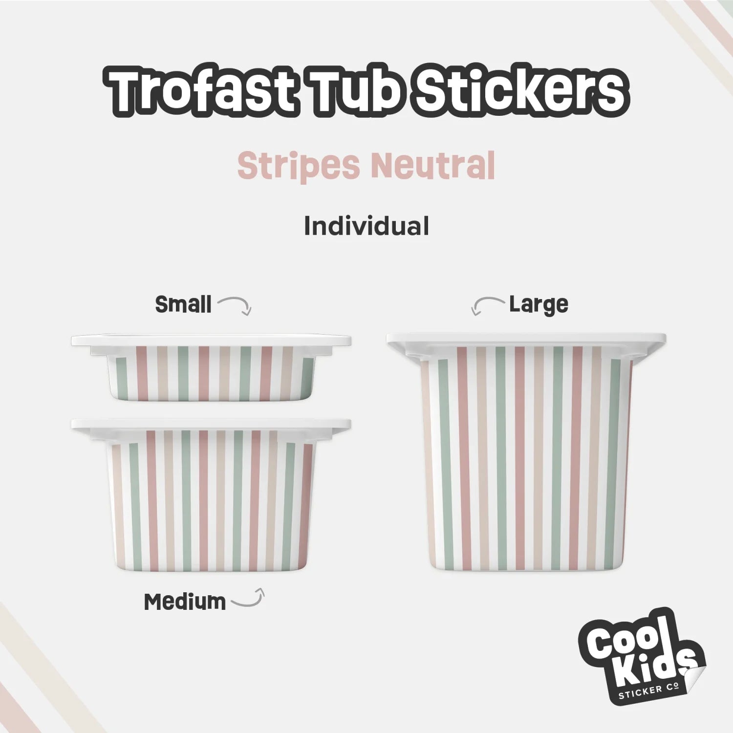 Trofast Tub Stripes Neutral Decals - Furniture Decals