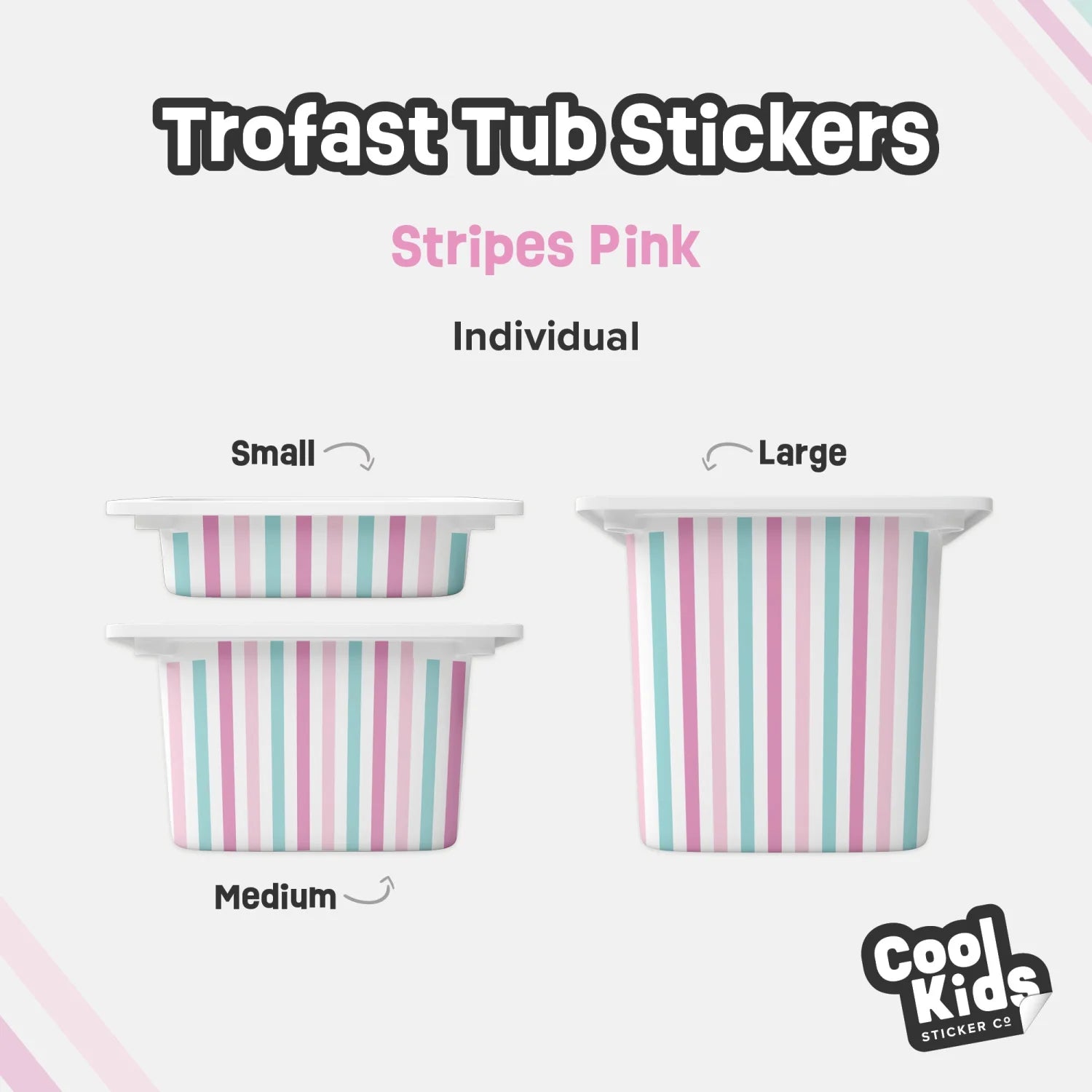 Trofast Tub Stripes Pink Decals - Furniture Decals